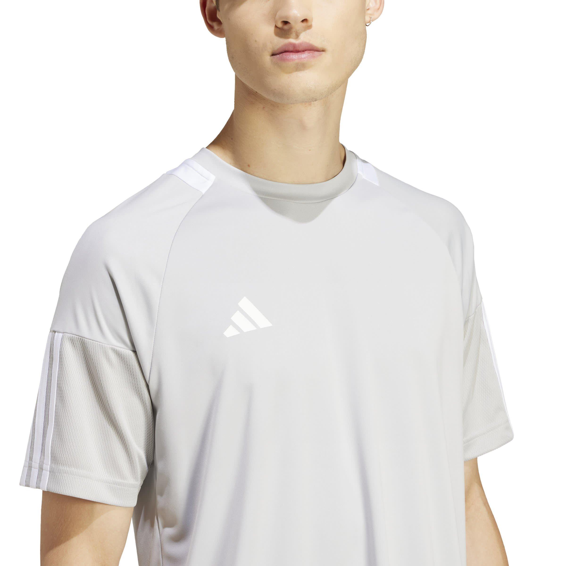 Grey Two/White - adidas - Sereno Aeroready 3 Stripes Adults T Shirt - 5