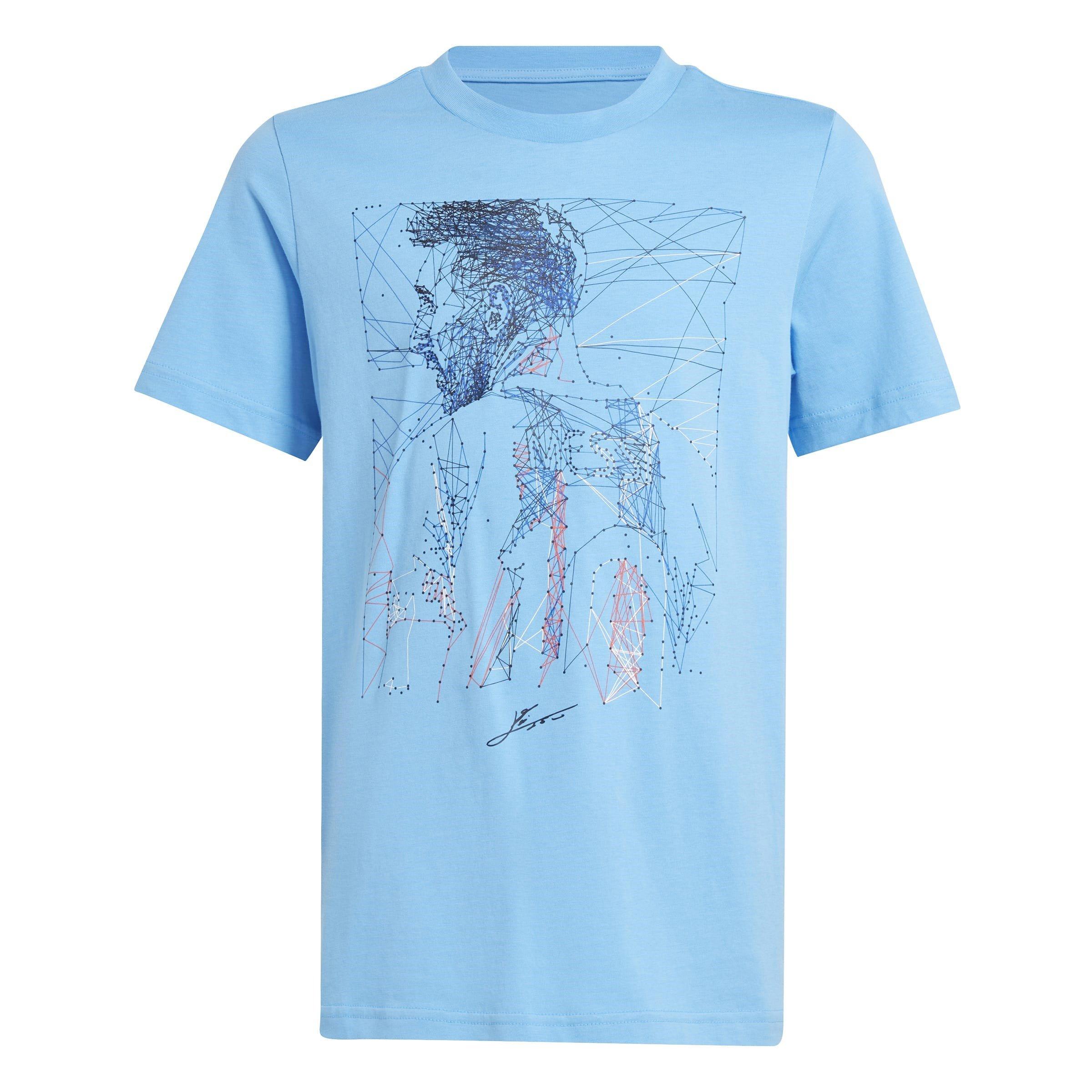 Blå Burst - adidas - Messi Football Graphic T-Shirt Juniors - 1