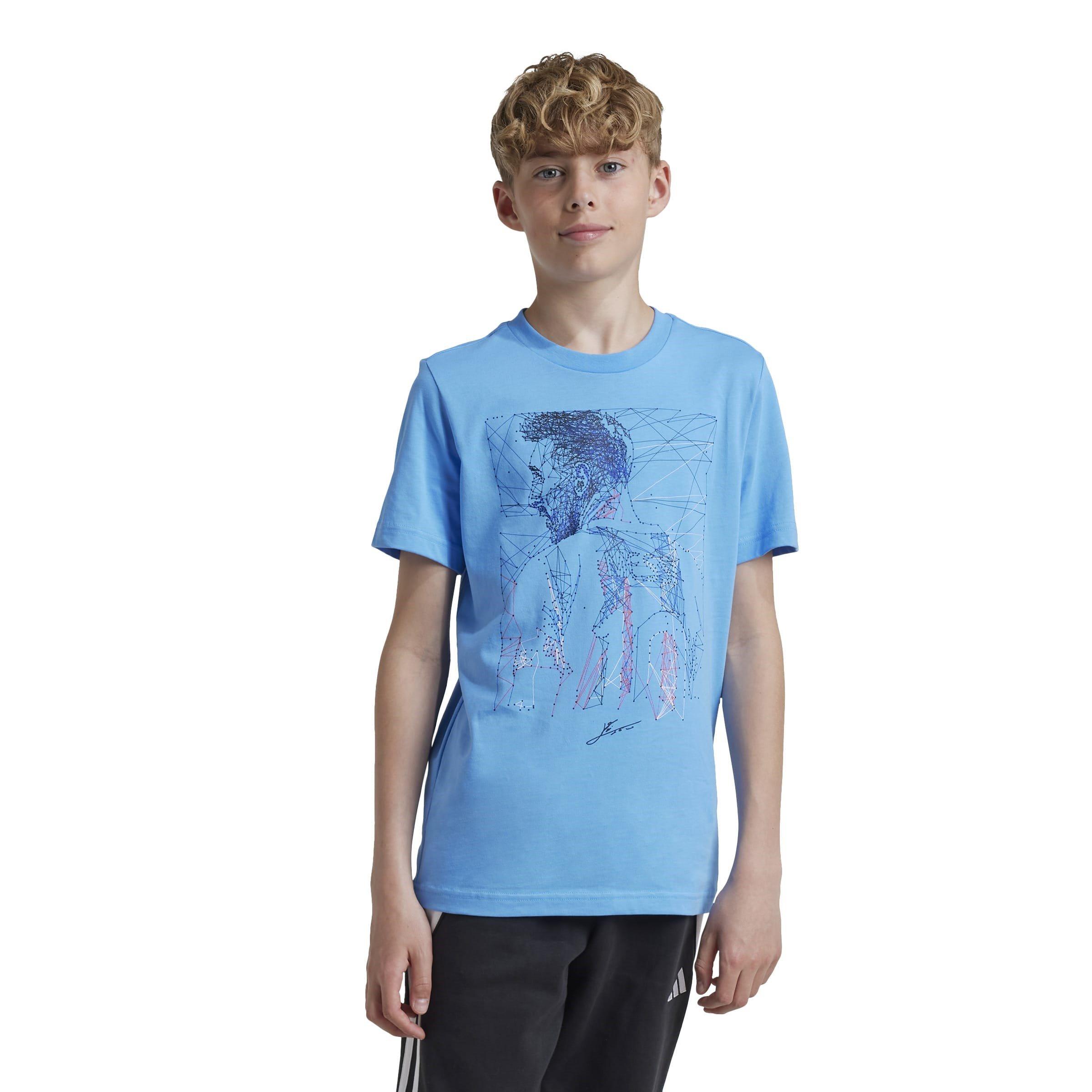 Blå Burst - adidas - Messi Football Graphic T-Shirt Juniors - 2