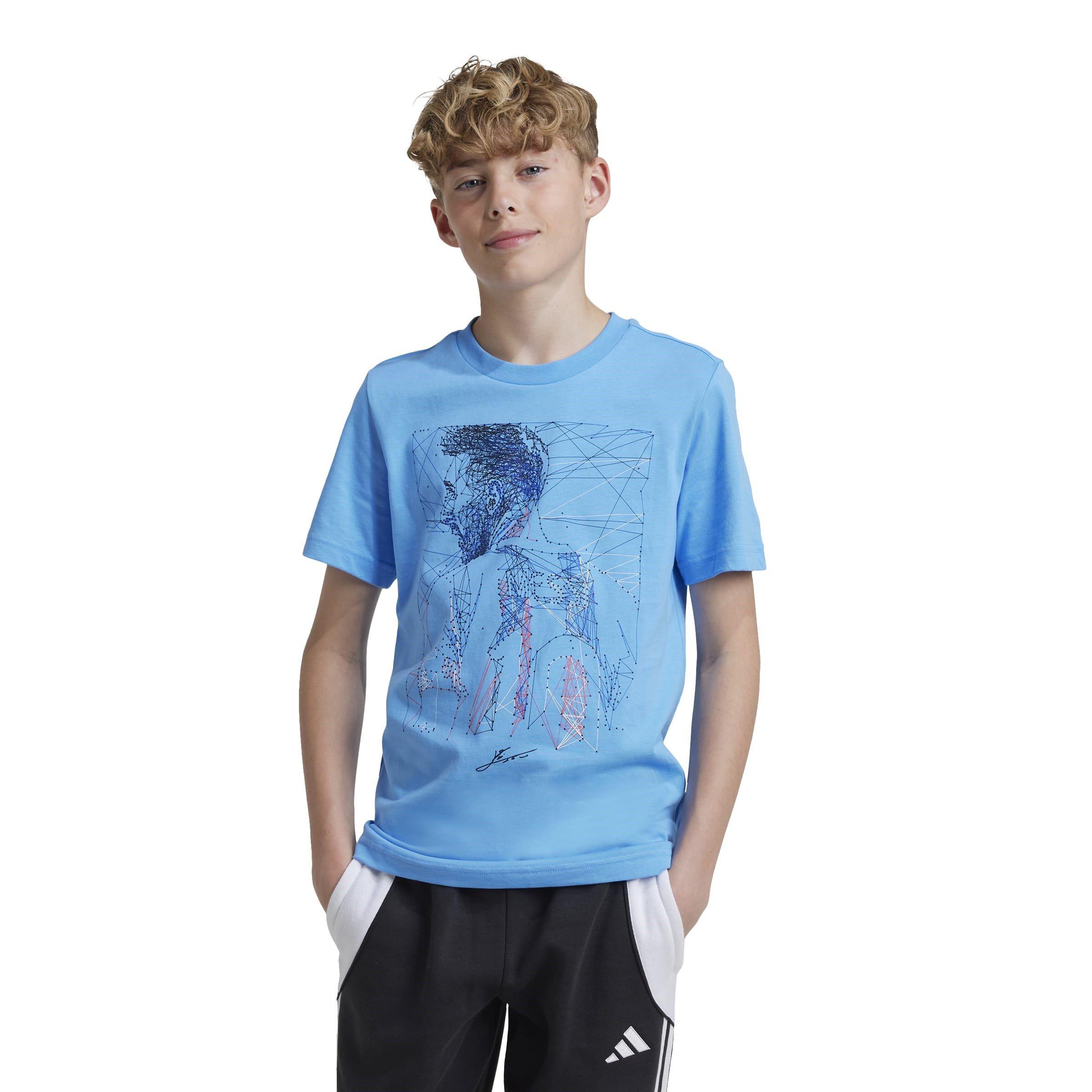 Blå Burst - adidas - Messi Football Graphic T-Shirt Juniors - 6