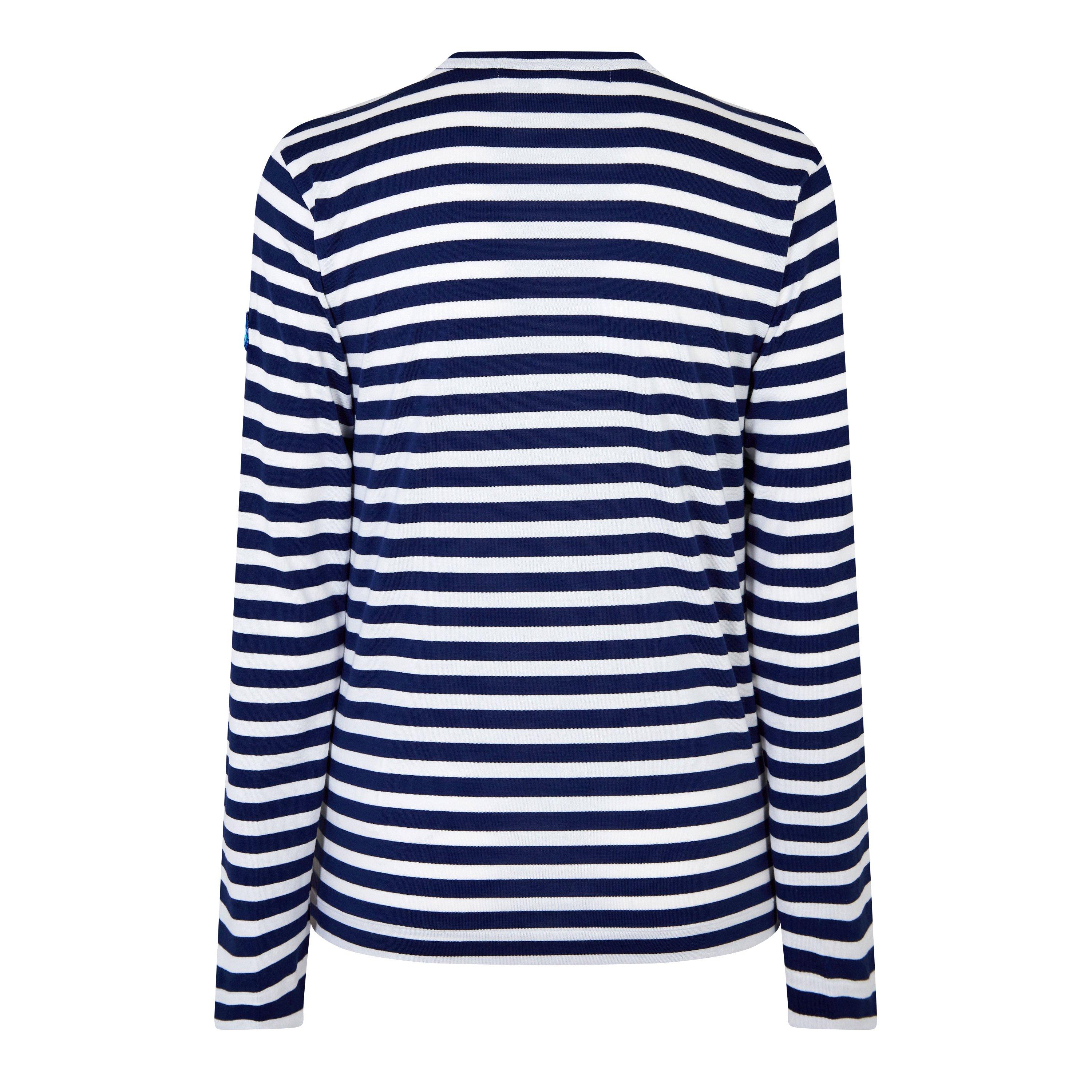 Blue/White 1 - Comme des Garcons PLAY - Striped Heart Logo T-Shirt - 6