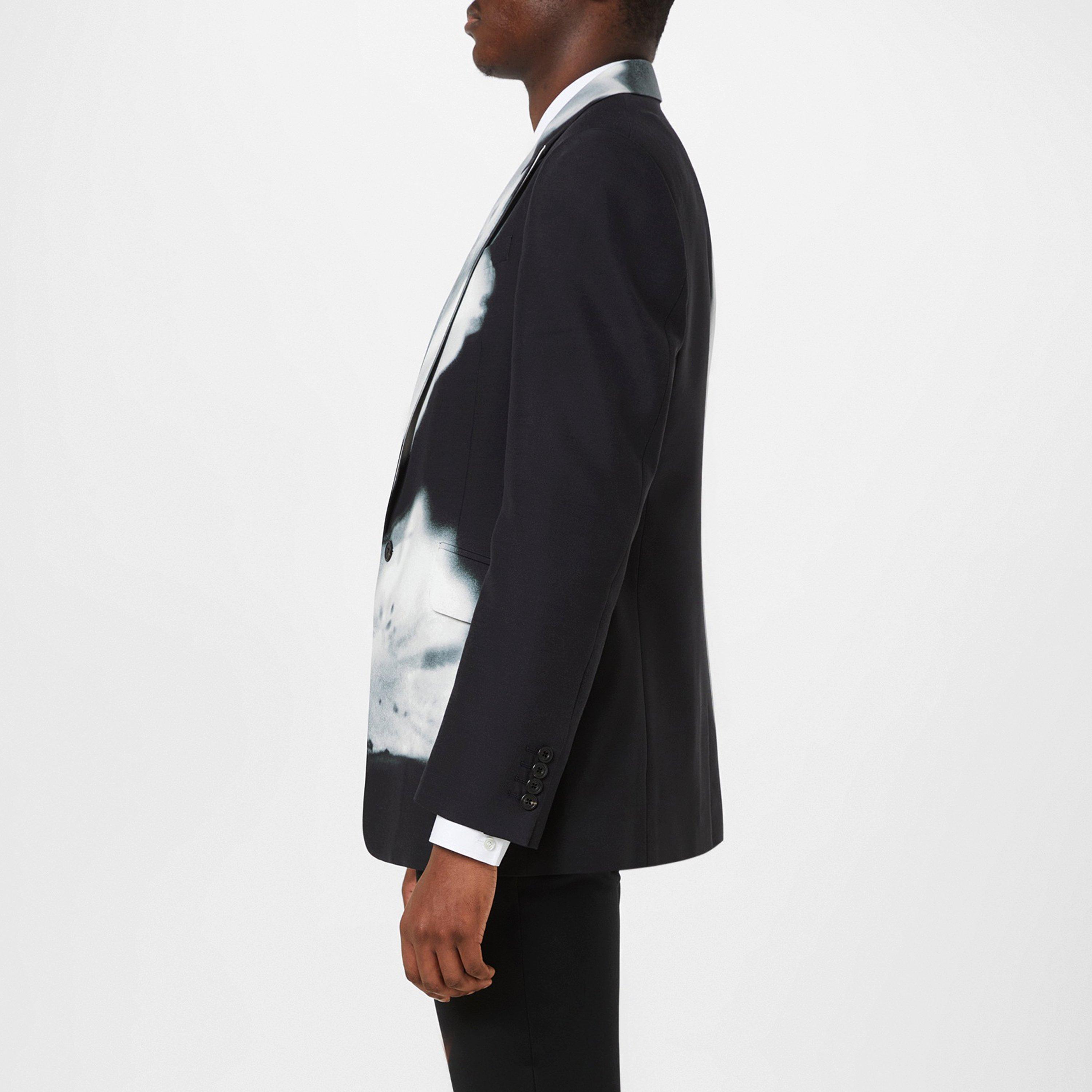 Black/White - Alexander McQueen - Men's Luminous Flower Single Breasted Viscose Long Sleeve Blazer - 2