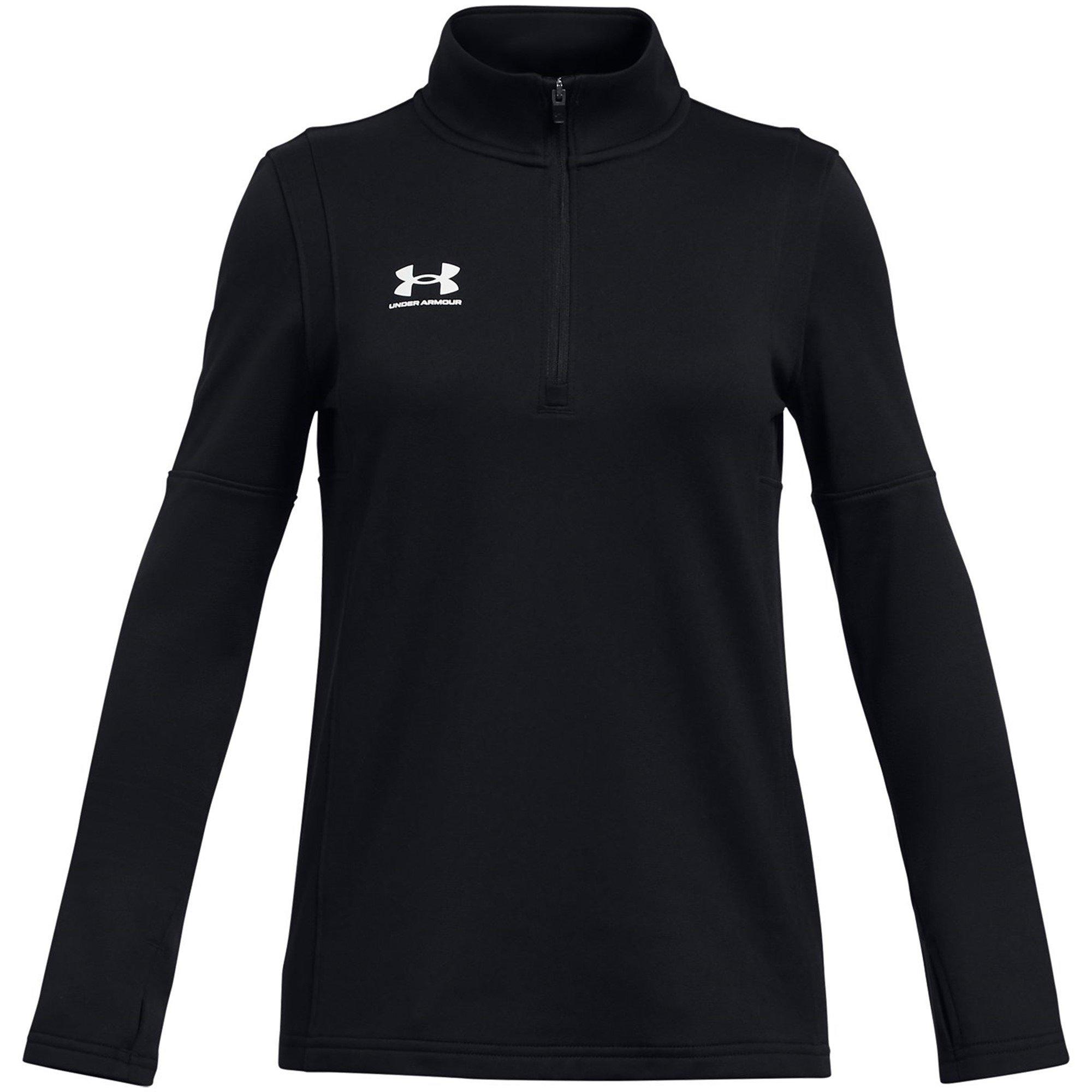 Under Armour Girls Kids' Challenger Long Sleeve Half Zip Rain Anorak - Black - 5-6 (XS)