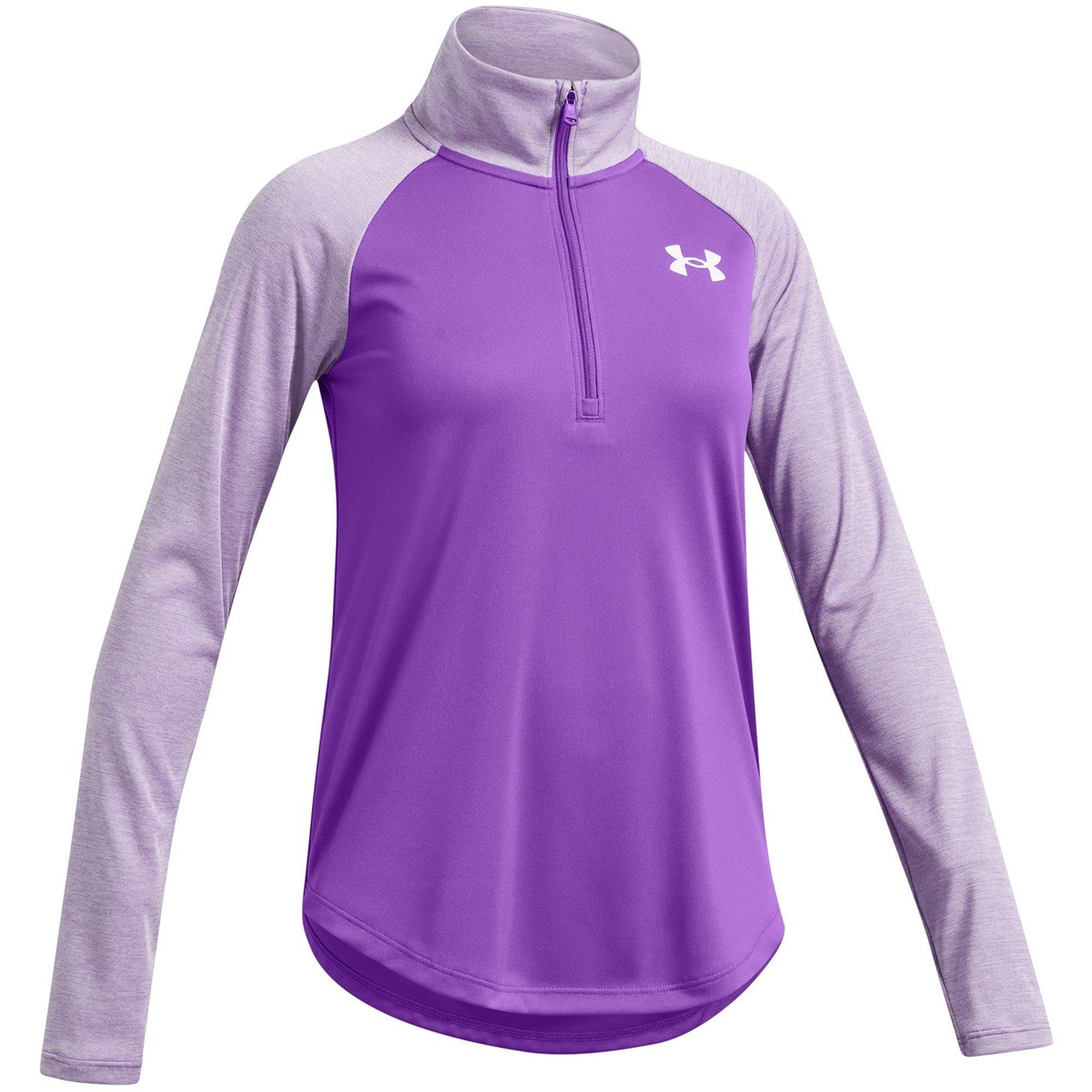 Purple - Under Armour - Kids' Tech Graphic Long Sleeve Half Zip Oversized Fit Performance Training Jacket - 2