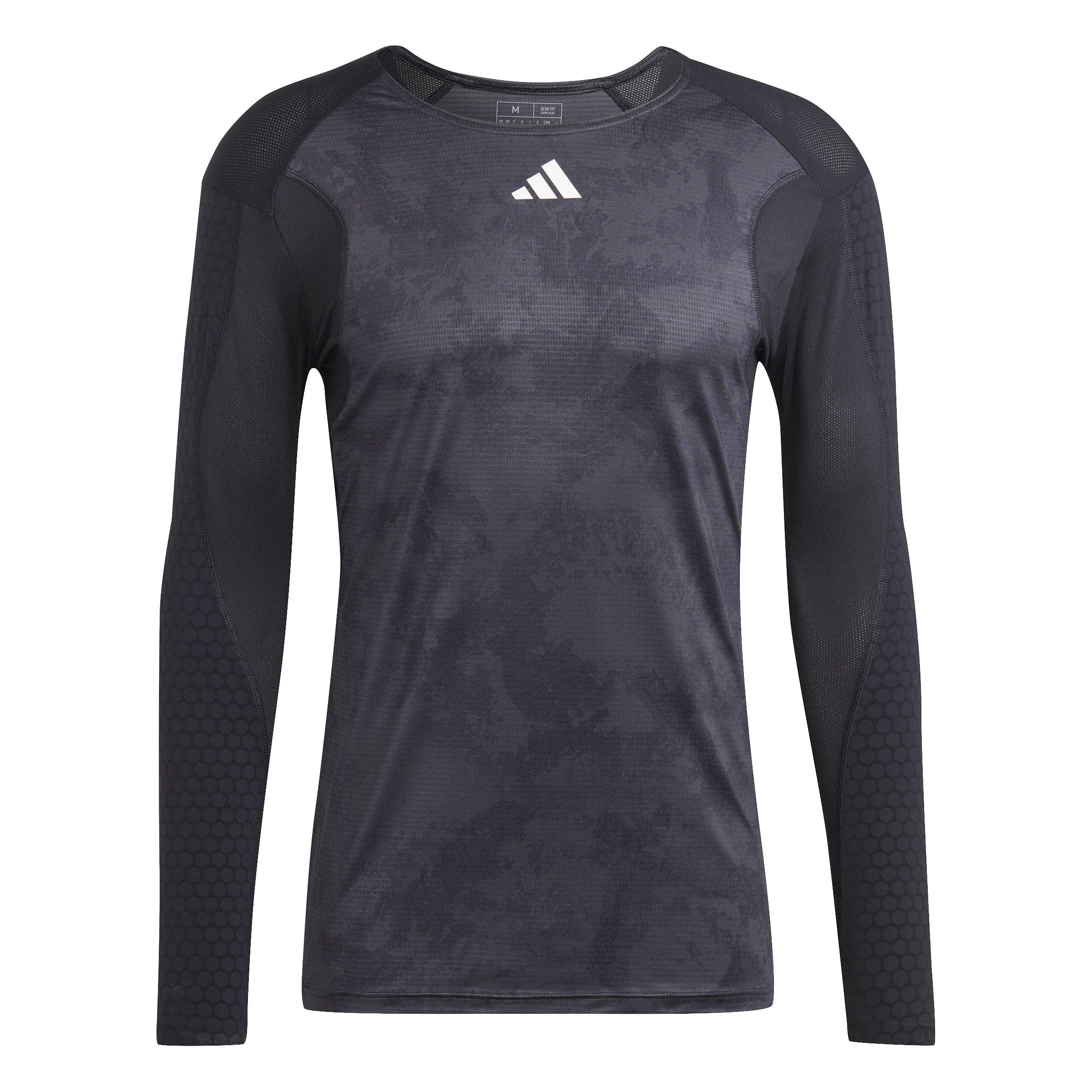CARBON/BLACK - adidas - Men's Paris Long-Sleeve Performance T-Shirt - 1