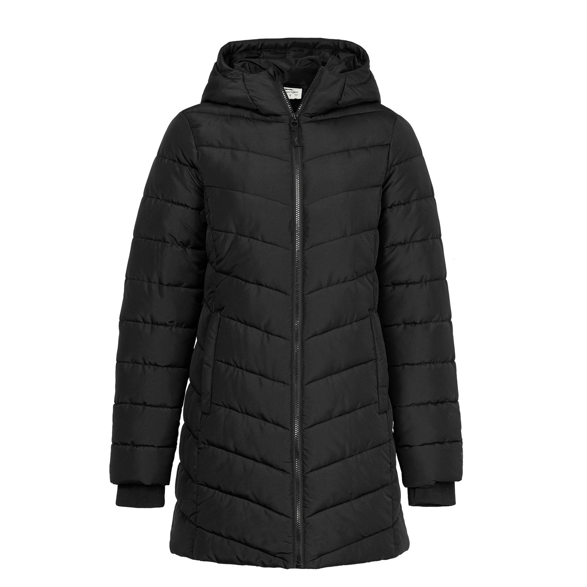 Sort - Slazenger - Womens Mid-Length Hooded Long Sleeve Puffer Jacket - 1