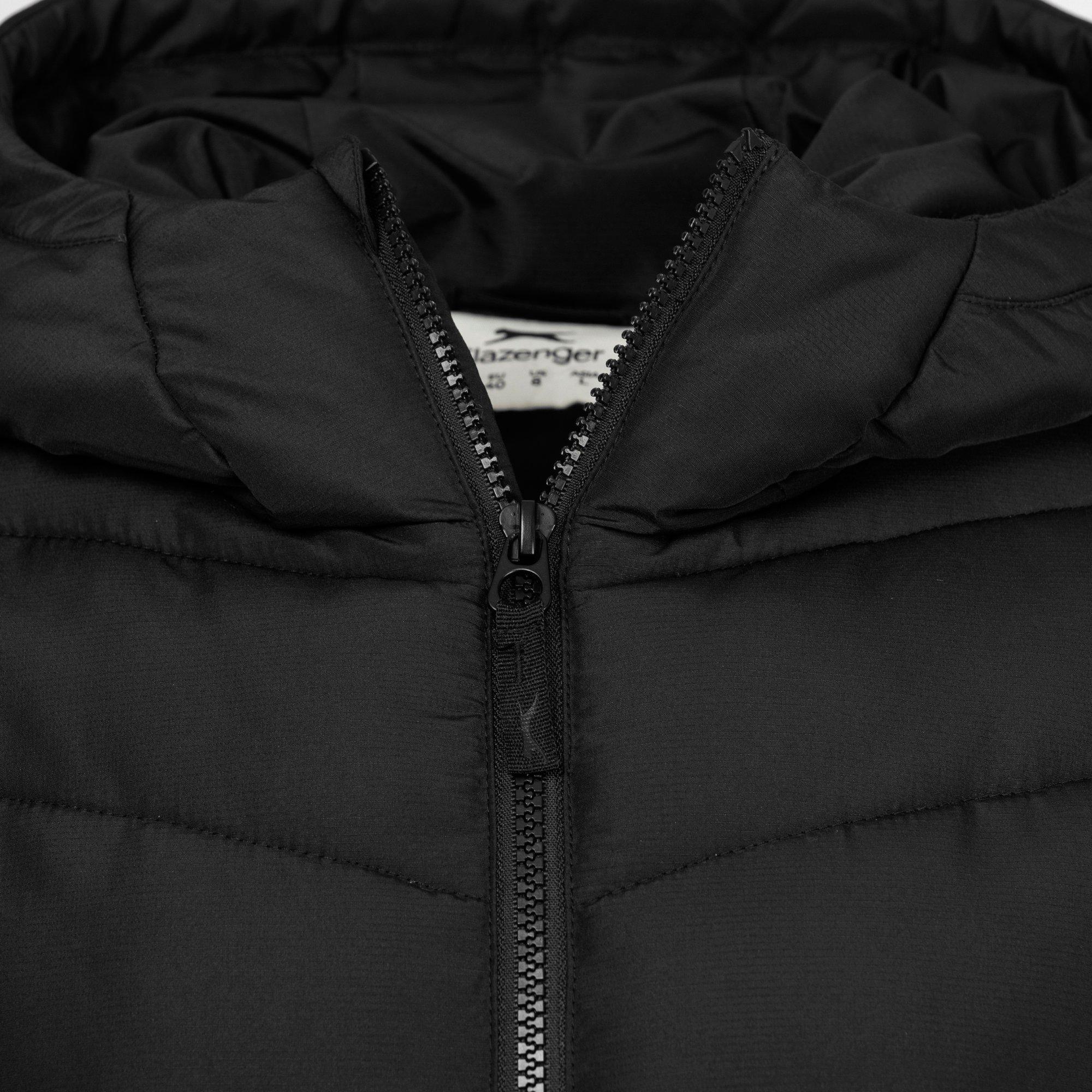 Crna - Slazenger - Mid-Length Hooded Long Sleeve Puffer Jacket - 7