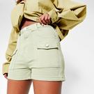 KAKI CLAIR - h white ruffle dress - ISAWITFIRST Pocket Detail Denim Cargo Shorts - 4