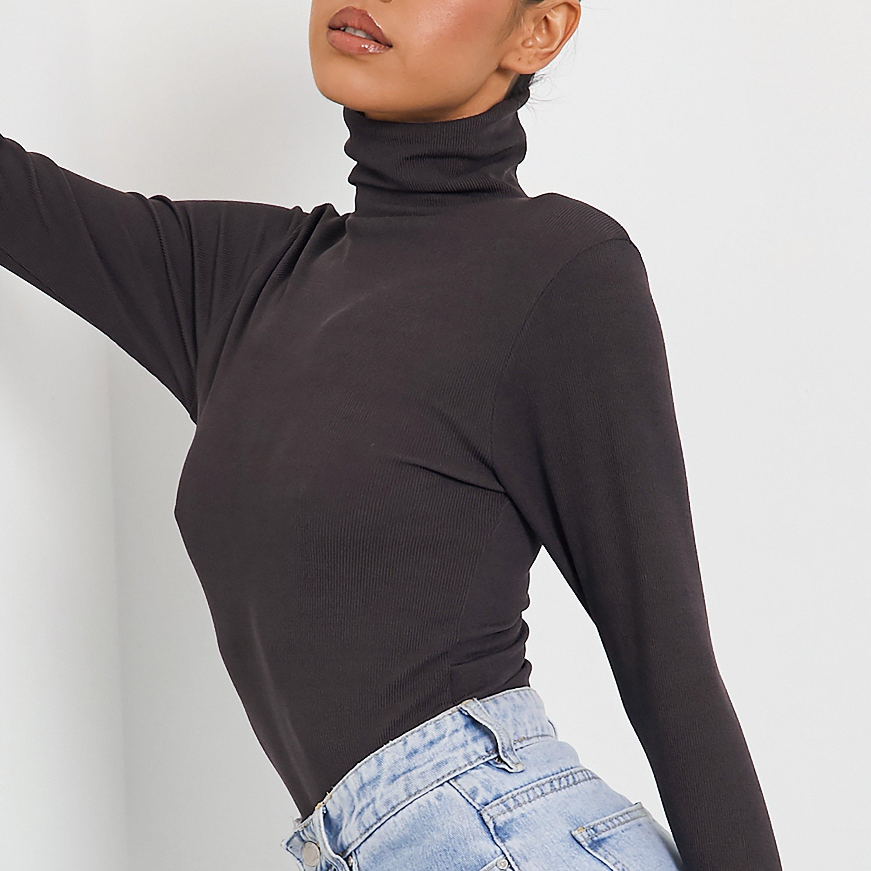 Charcoal - I Saw It First - ISAWITFIRST Roll Neck Rib Bodysuit - 2