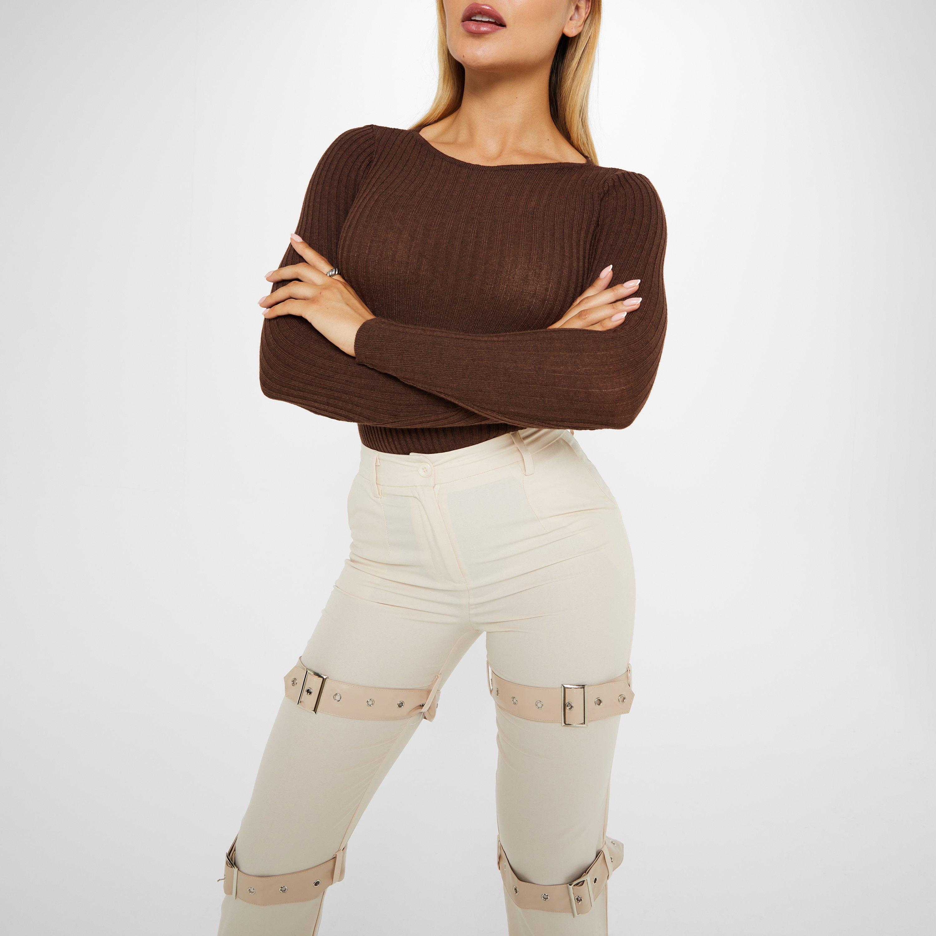 Schokolade - I Saw It First - ISAWITFIRST Rib Knit Long Sleeve Bodysuit - 1