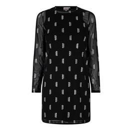 Hugo Long Sleeve Print Dress Junior Girls