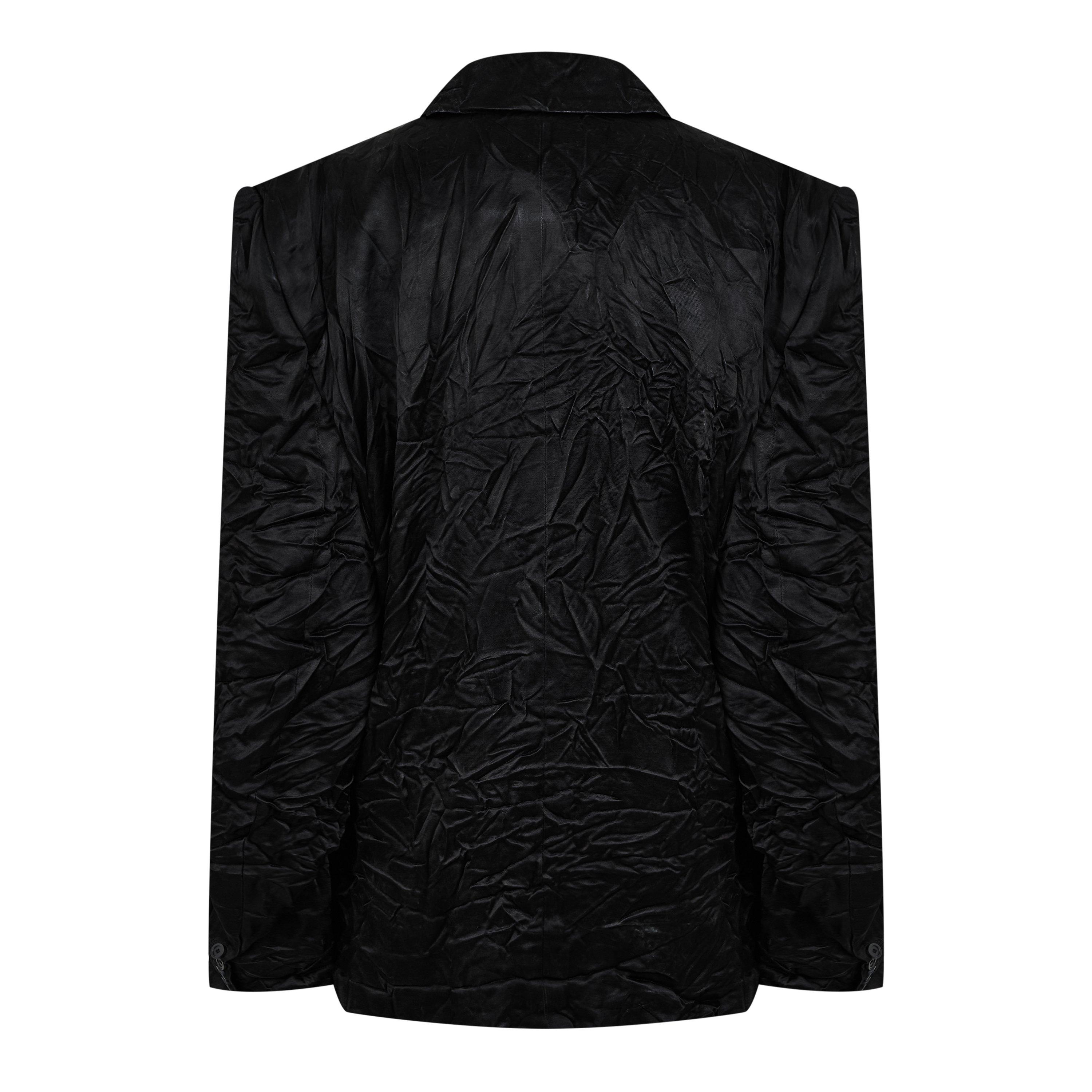 Black 1000 - Balenciaga - Women's Double Breasted Crinkled Viscose Long Sleeve Blazer - 6
