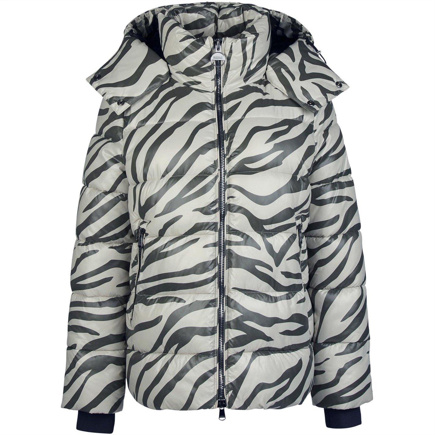 Envy Zebra - Barbour International - Women's Chicago Printed Quilted Detachable Hood Oversized Fit Short Puffer Jacket - 2