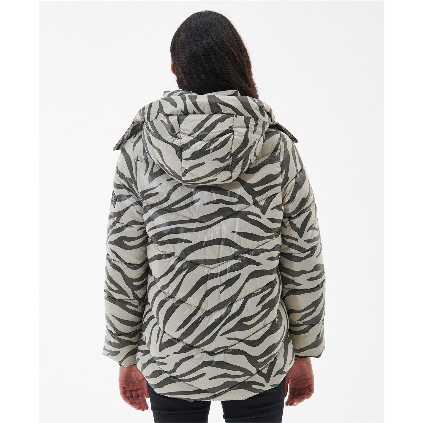 Envy Zebra - Barbour International - Women's Chicago Printed Quilted Detachable Hood Oversized Fit Short Puffer Jacket - 3