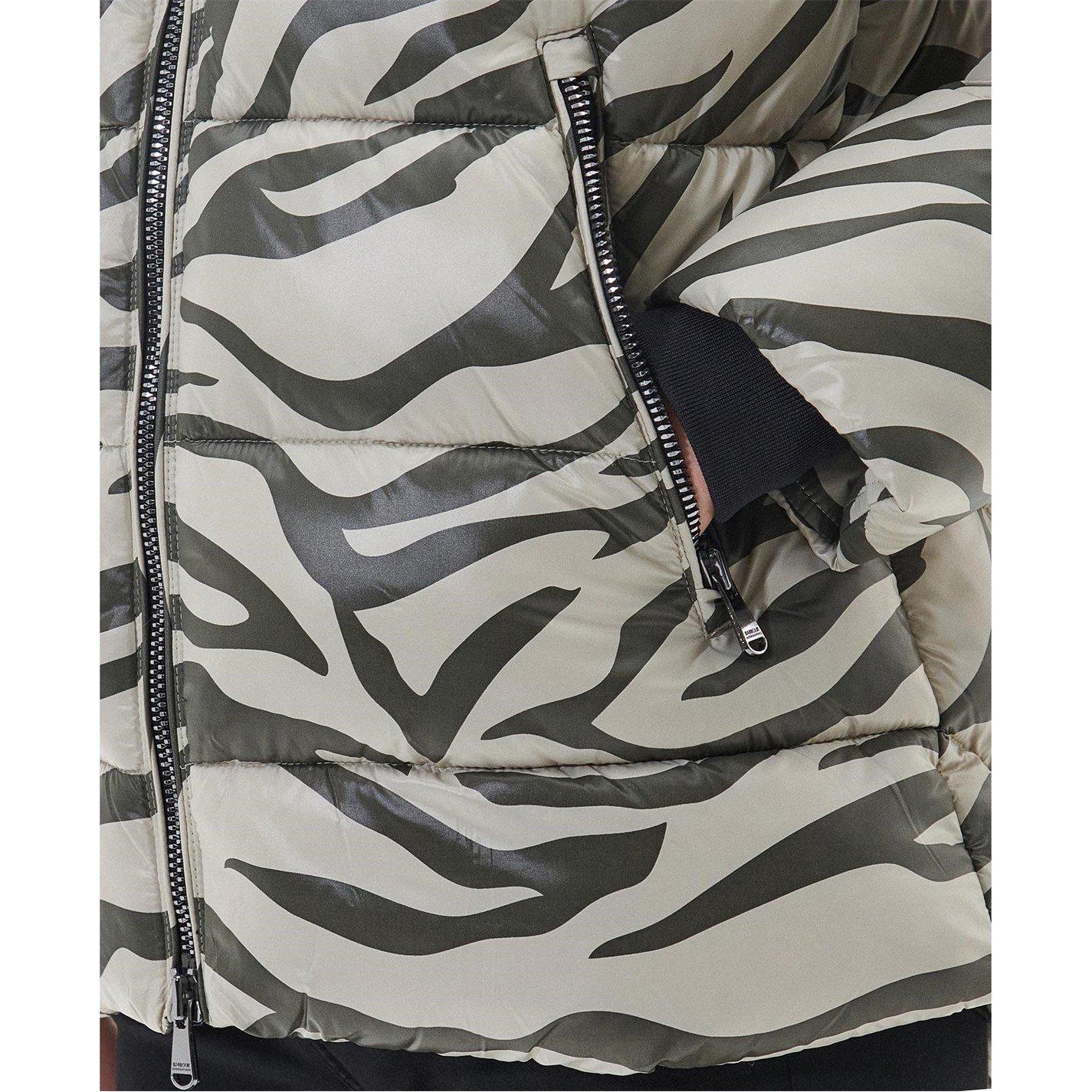 Envy Zebra - Barbour International - Women's Chicago Printed Quilted Detachable Hood Oversized Fit Short Puffer Jacket - 7