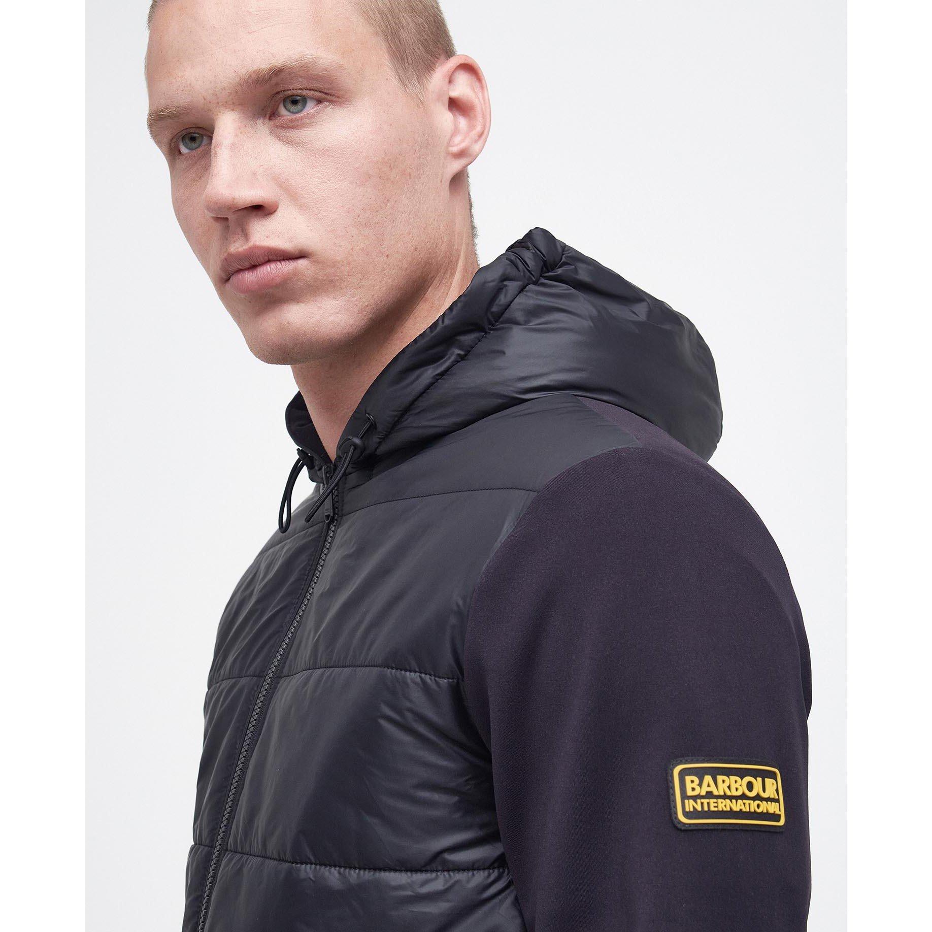 Black BK31 - Barbour International - Men's Quilted Hooded Long Sleeve Hybrid Jacket - 9