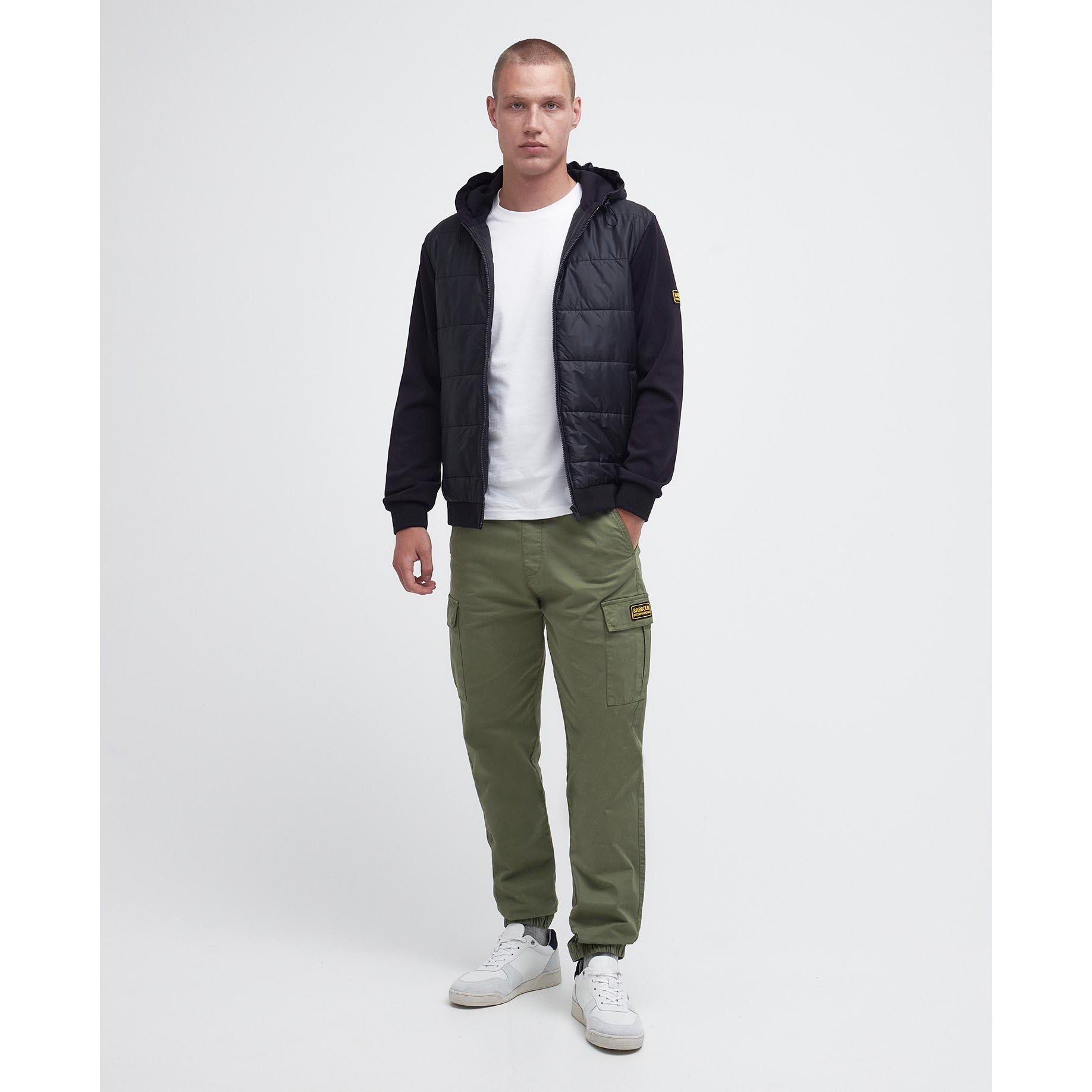 Black BK31 - Barbour International - Men's Quilted Hooded Long Sleeve Hybrid Jacket - 7