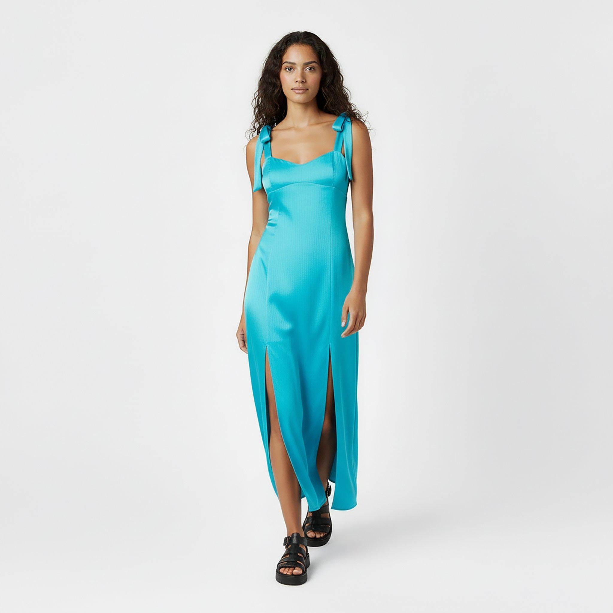 Turquoise - Jack Wills - JW Shoulder Tie Midi Dress - 5