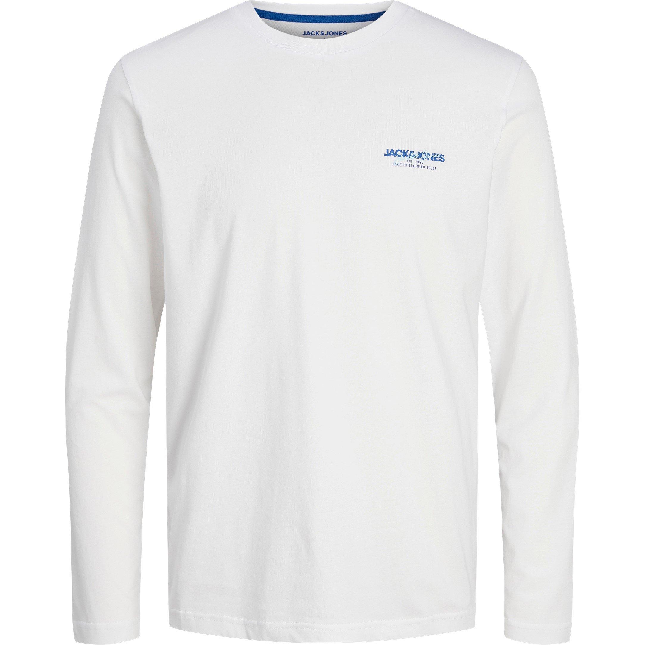 Branco/Marinheiro - Jack and Jones - JJ Printed Crew Neck Long-Sleeve T-Shirt Pack - 2