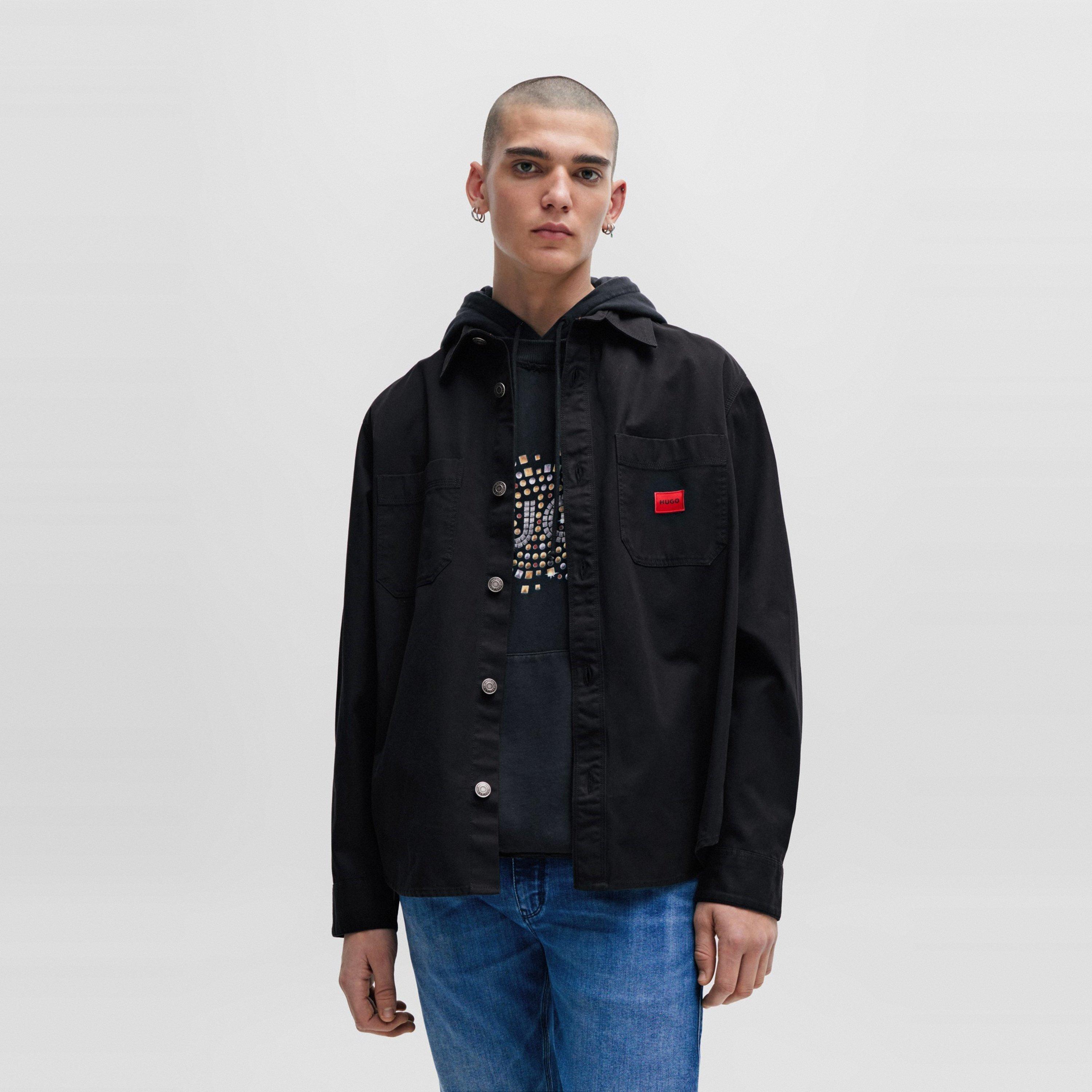 Black - Hugo - Men's Erato Cotton Long Sleeve Oversized Fit Overshirt - 2