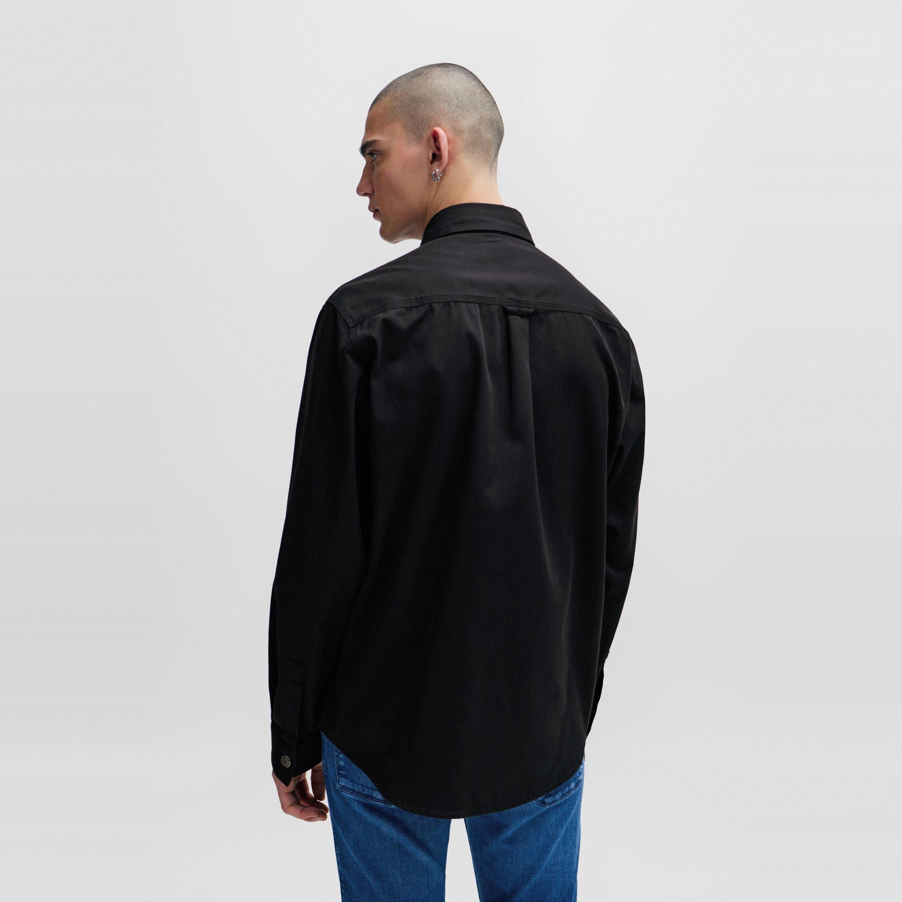 Black - Hugo - Men's Erato Cotton Long Sleeve Oversized Fit Overshirt - 3