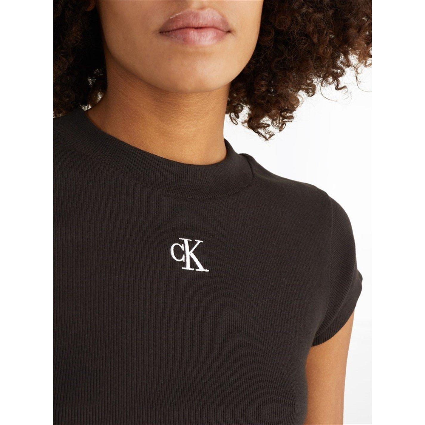 Black - Calvin Klein Jeans - Mono Rib Cropped T Shirt - 3