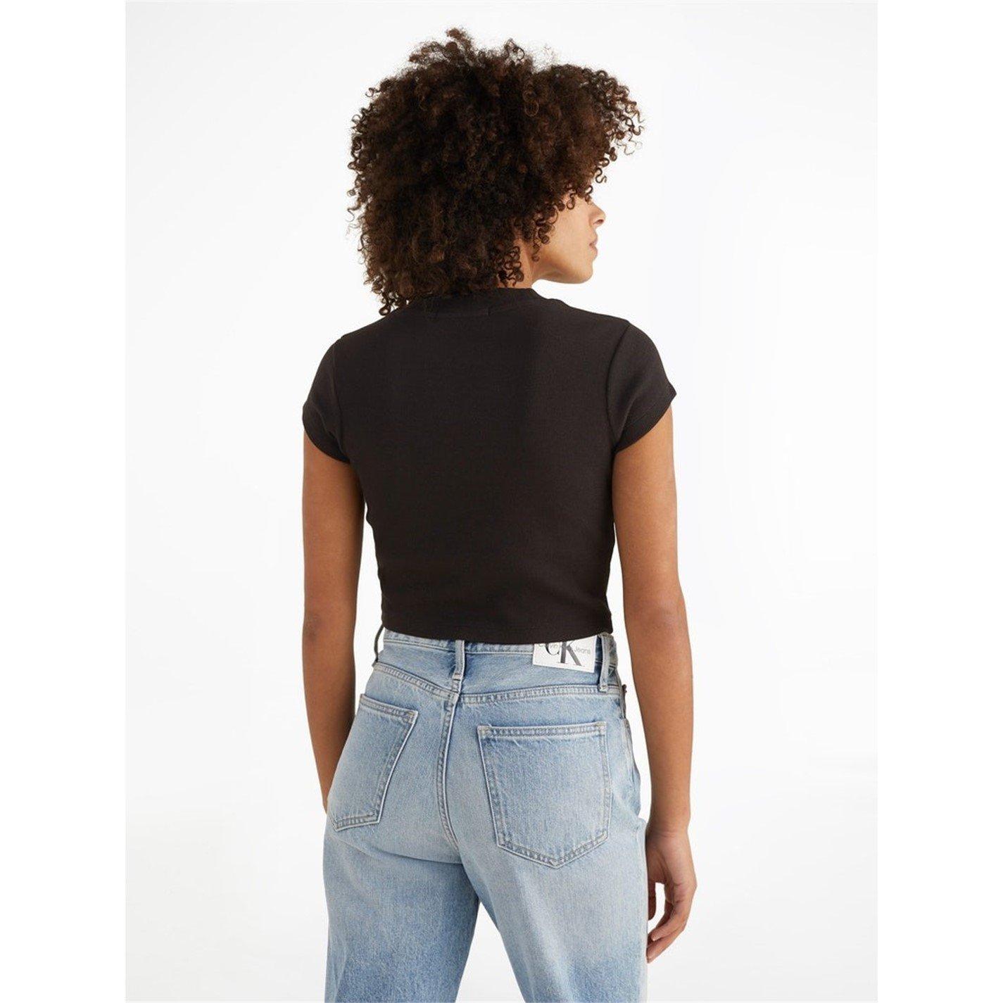 Black - Calvin Klein Jeans - Mono Rib Cropped T Shirt - 4