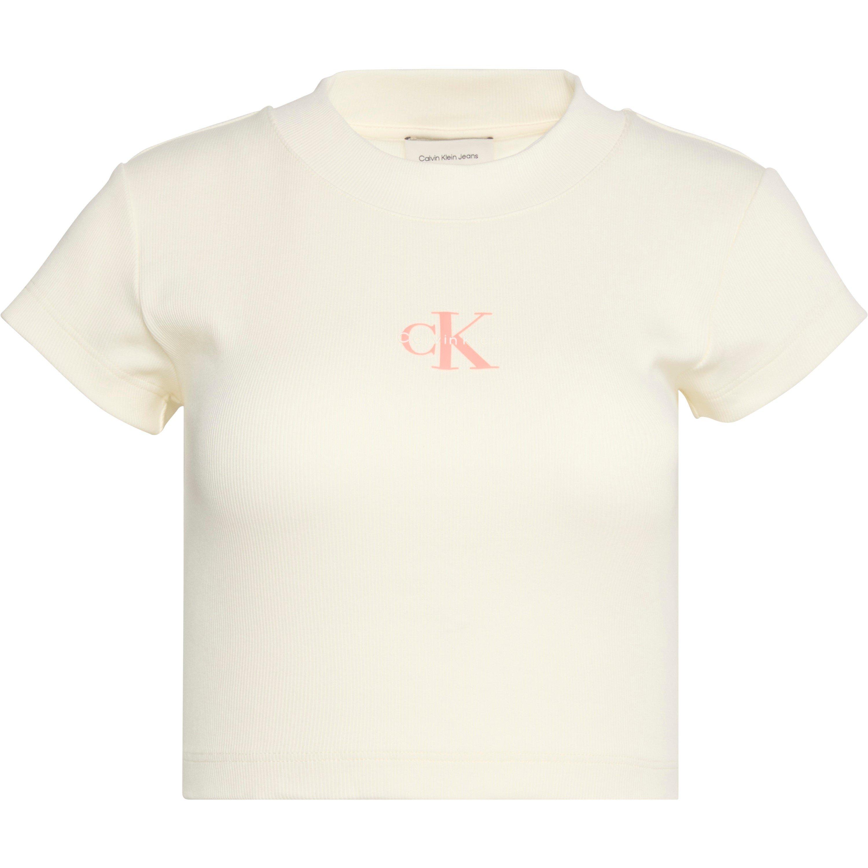 Calvin Klein Jeans Women's Mono Rib Cropped T Shirt - Sweet Corn - 12 (M)