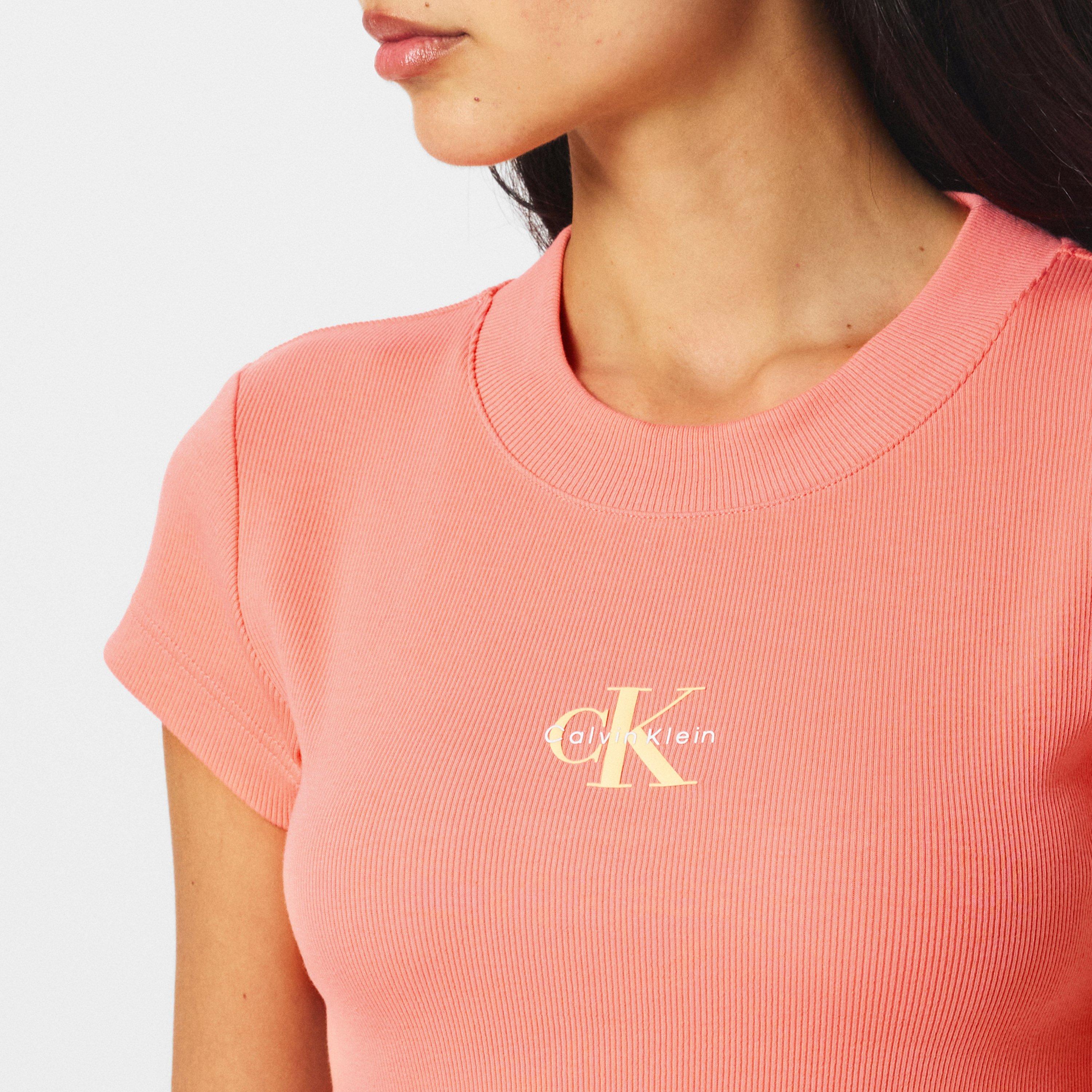 Pulverorange - Calvin Klein Jeans - Mono Rib Cropped T Shirt - 5