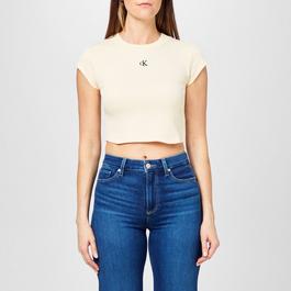 Calvin Klein Jeans Mono Rib Cropped T Shirt