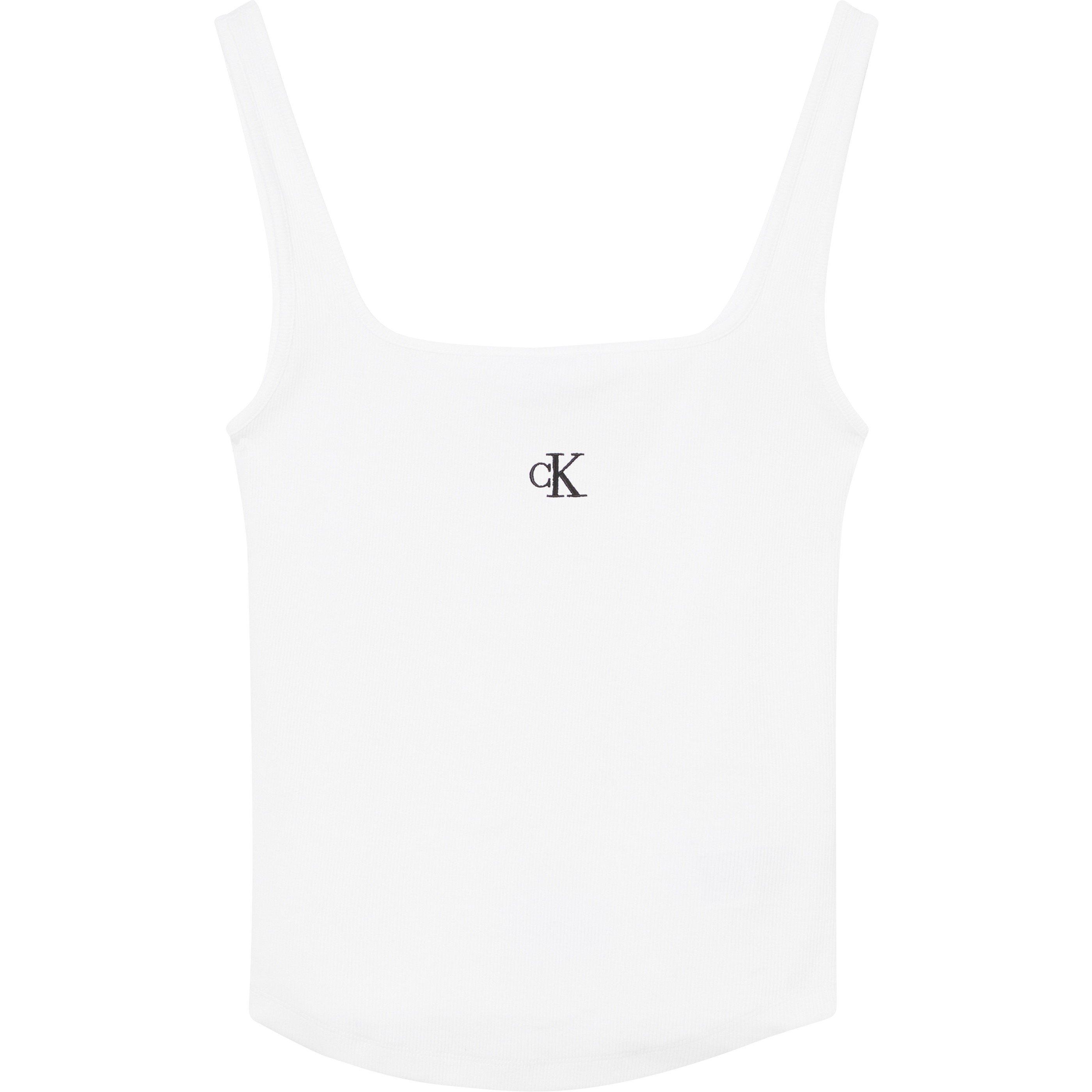 Whte - Calvin Klein Jeans - Cropped Monogram Tank Top - 5
