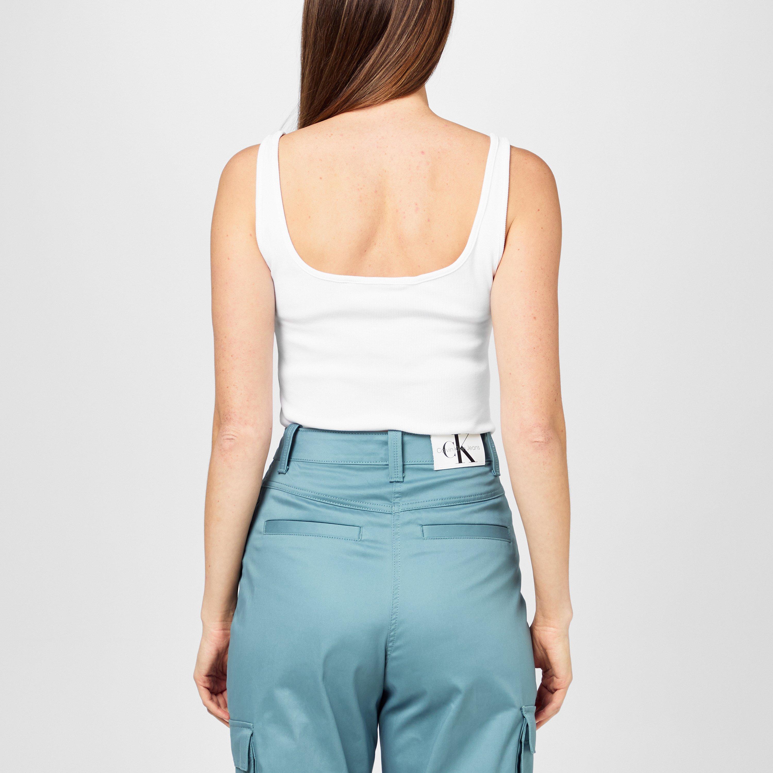Whte - Calvin Klein Jeans - Cropped Monogram Tank Top - 3