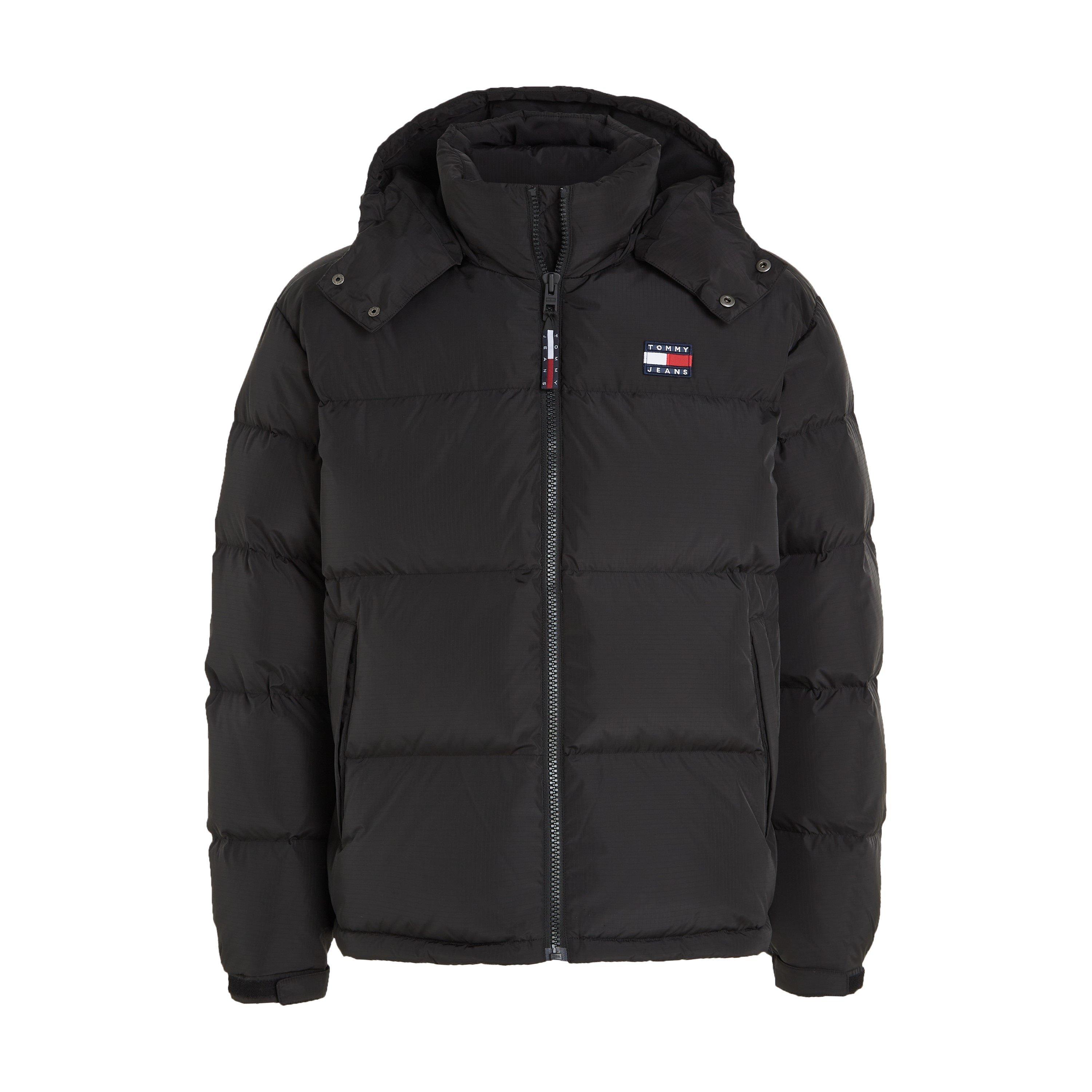 Black Puffer Tommy Hilfiger Down Coat Mens Tommy Jeans TJM ALASKA