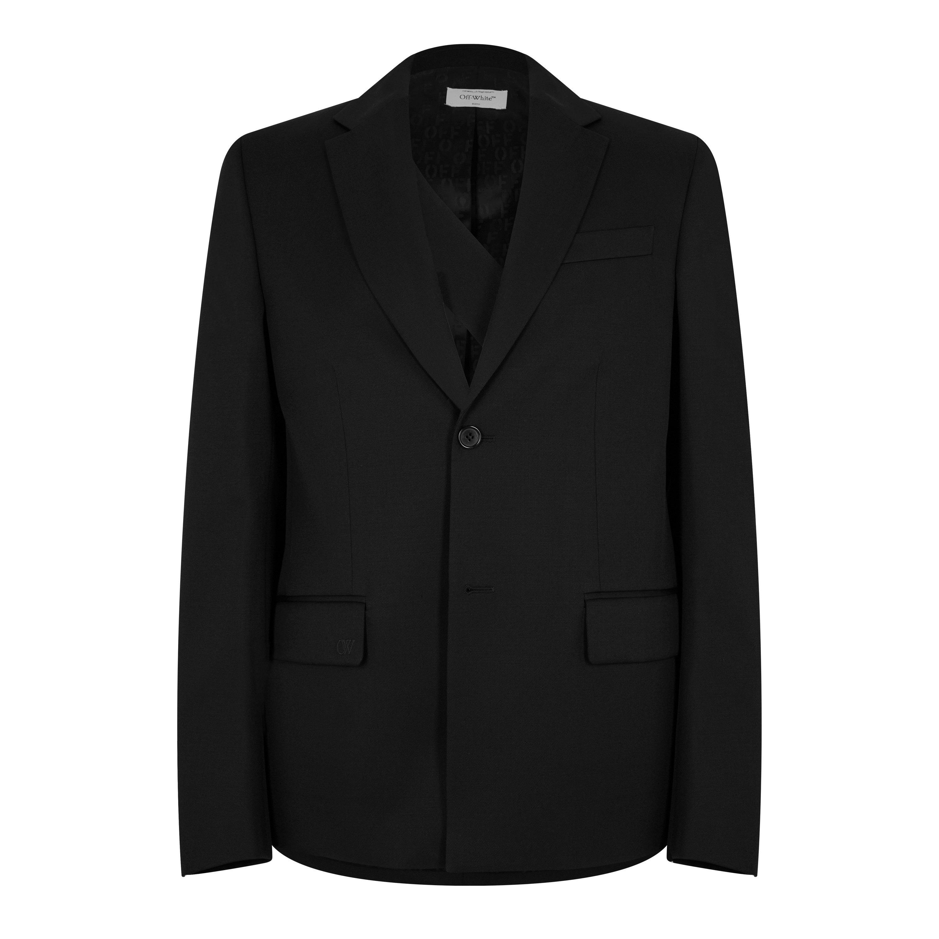 Off White Men's - Embroidered Wool Long Sleeve Blazer - Black - S