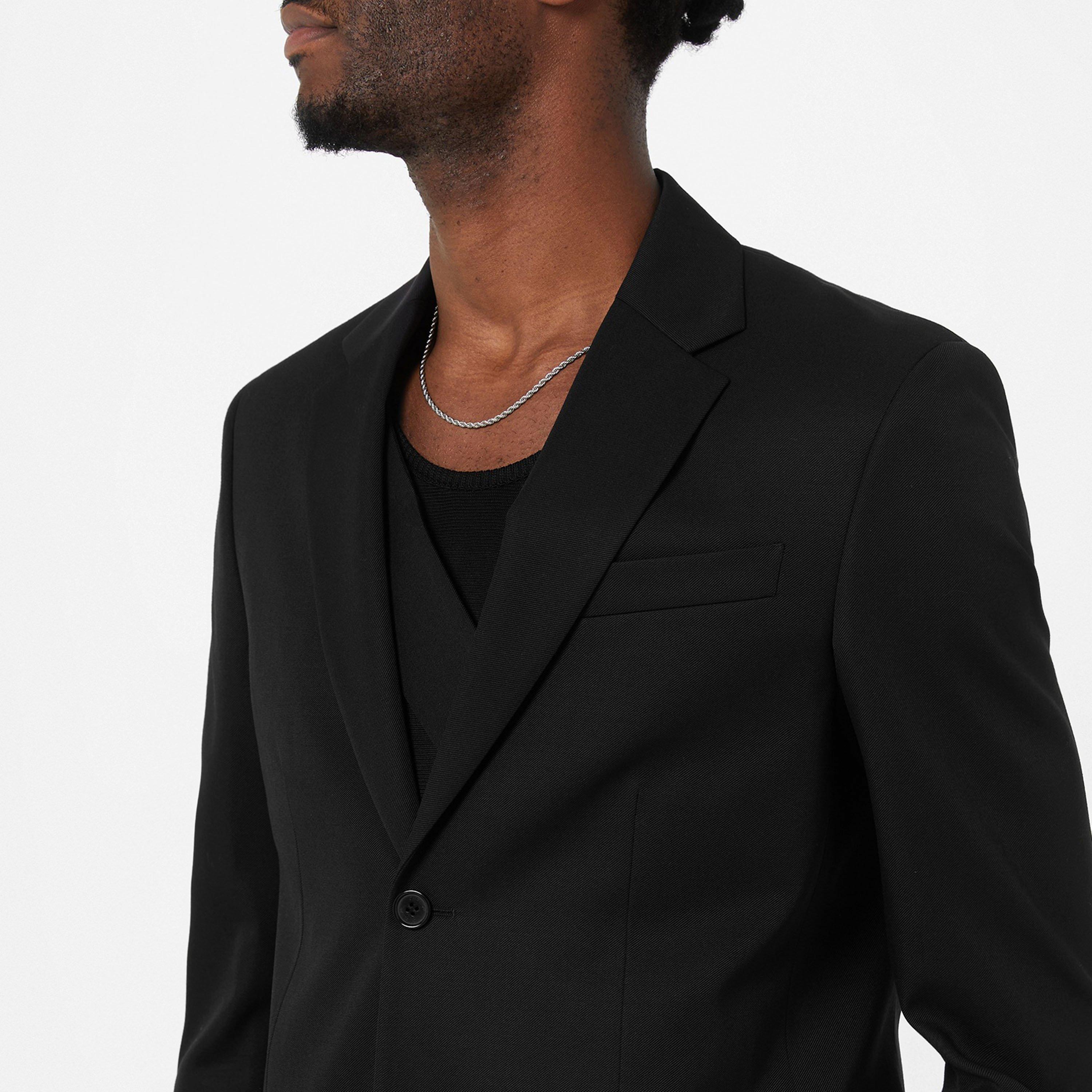 Black - Off White - Men's - Embroidered Wool Long Sleeve Blazer - 5