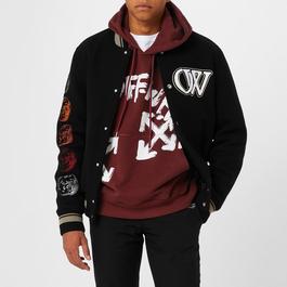 Off White Men's Moon Wool Varsity Bomber Jacket, Premium Wool Blend