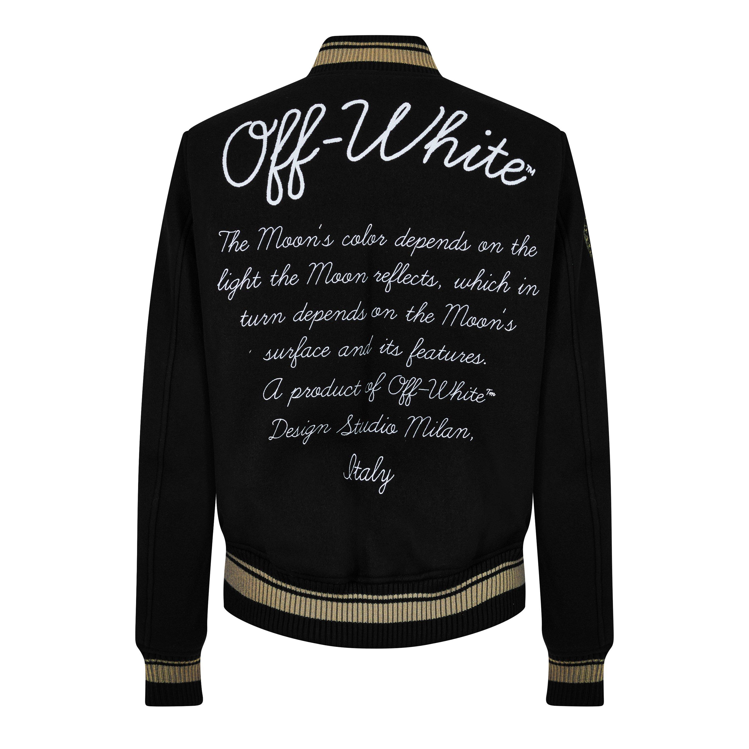 Preto Branco - Off White - Men's Moon Wool Long Sleeve Varsity Jacket - 6