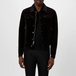 Tom Ford Leather Trimmed Velvet Trucker Jacket