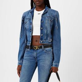 Off White Cargo Cropped Denim Jacket