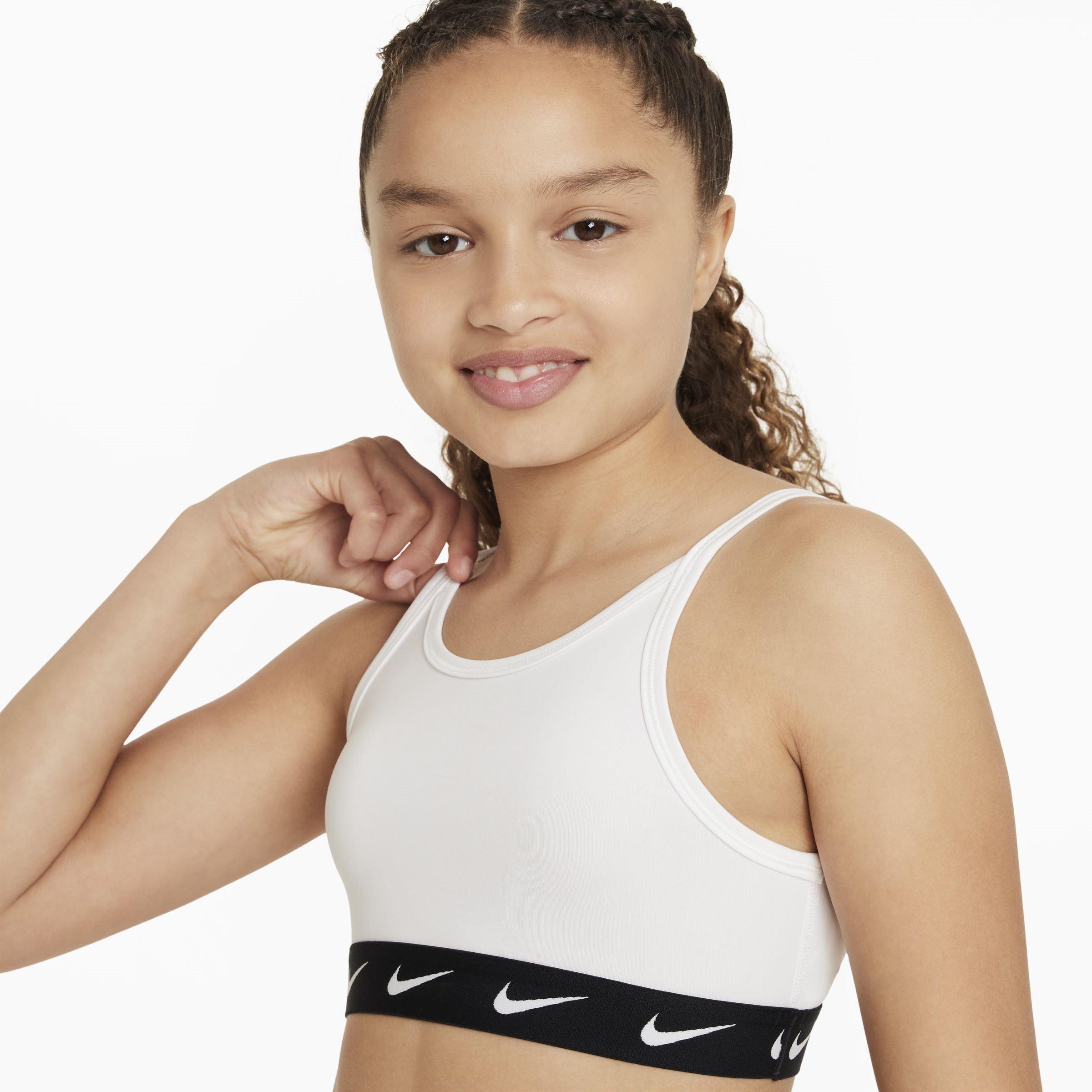 Branco/Preto - Nike - Dri-FIT One Big Kids' (Girls') Sports Bra - 3