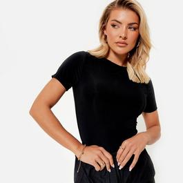 I Saw It First ISAWITFIRST Double Layered Slinky Cropped T-Shirt