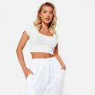 BLANCO - I Saw It First - ISAWITFIRST Rib Lettuce Hem Sweetheart Neck Crop Top - 2
