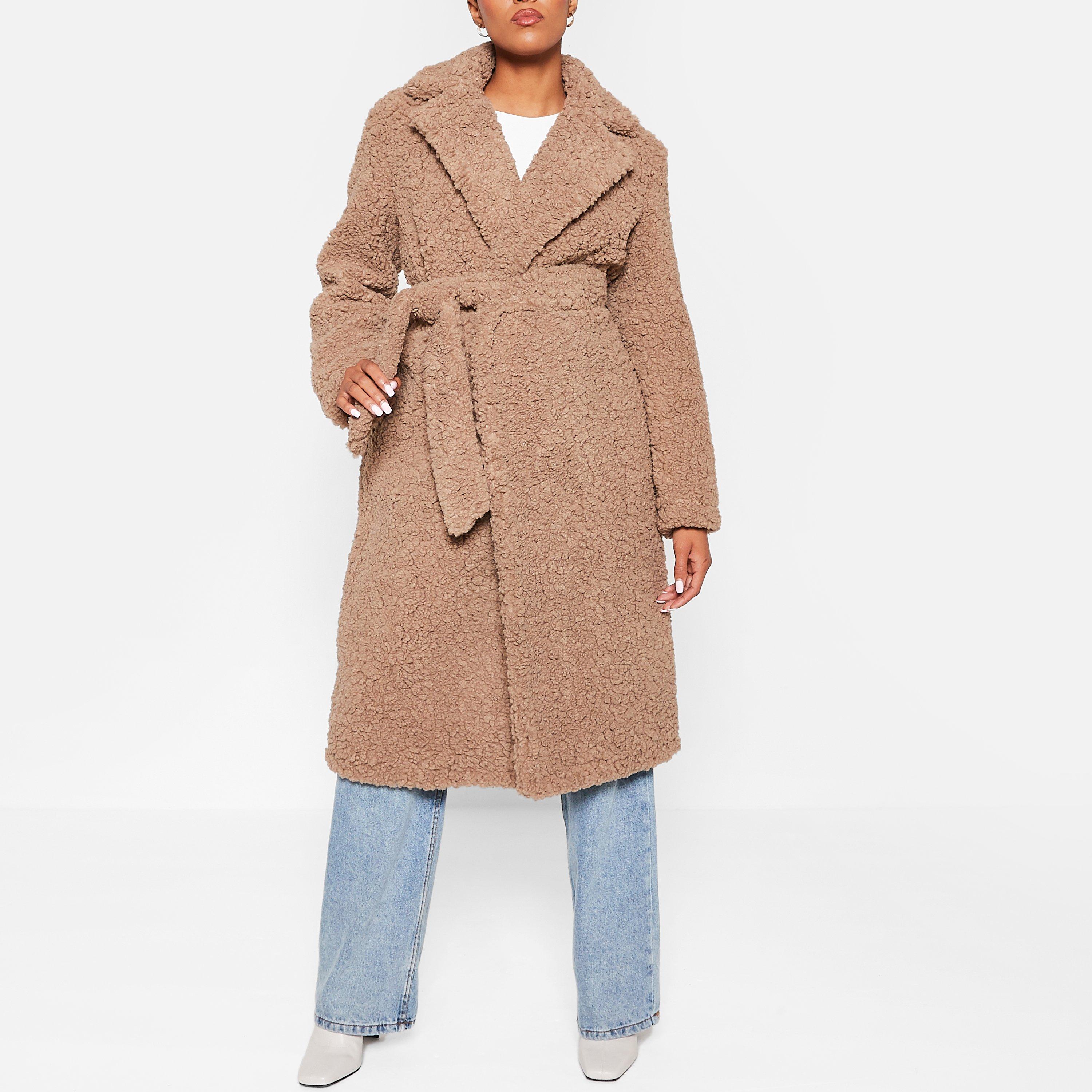 ISAWITFIRST Belted Borg Teddy Longline Coat