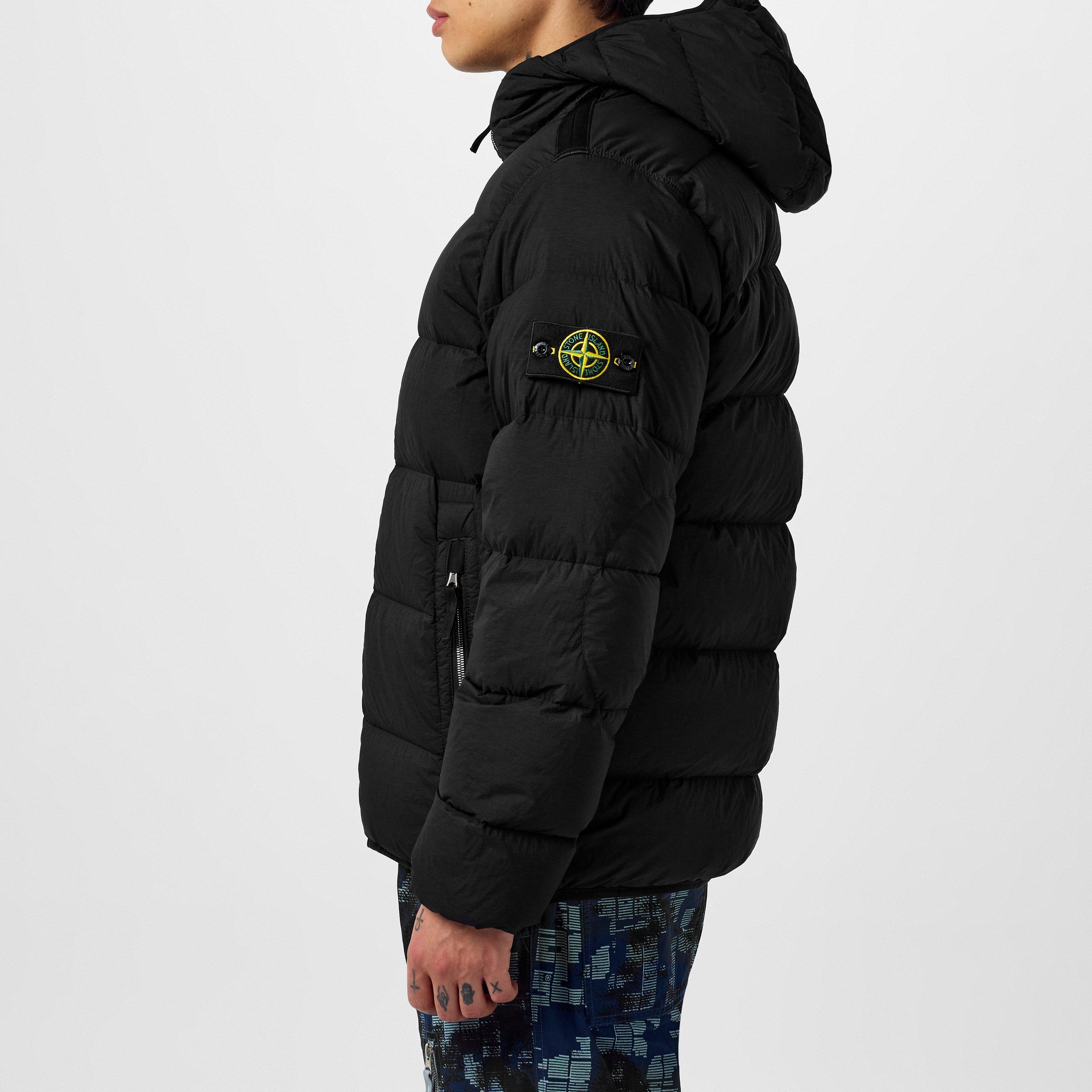 Nero V0029 - Stone Island - Men's Seamless Tunnel Down Hooded Long Sleeve Short Puffer Jacket - 2
