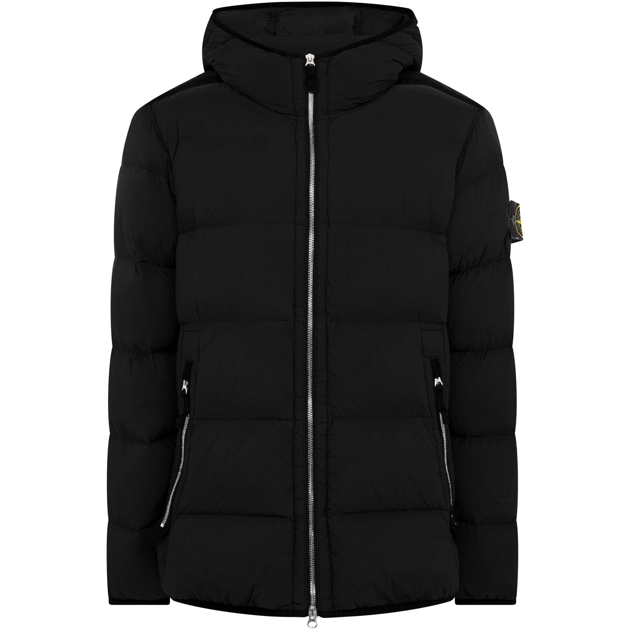 Nero V0029 - Stone Island - Men's Seamless Tunnel Down Hooded Long Sleeve Short Puffer Jacket - 5