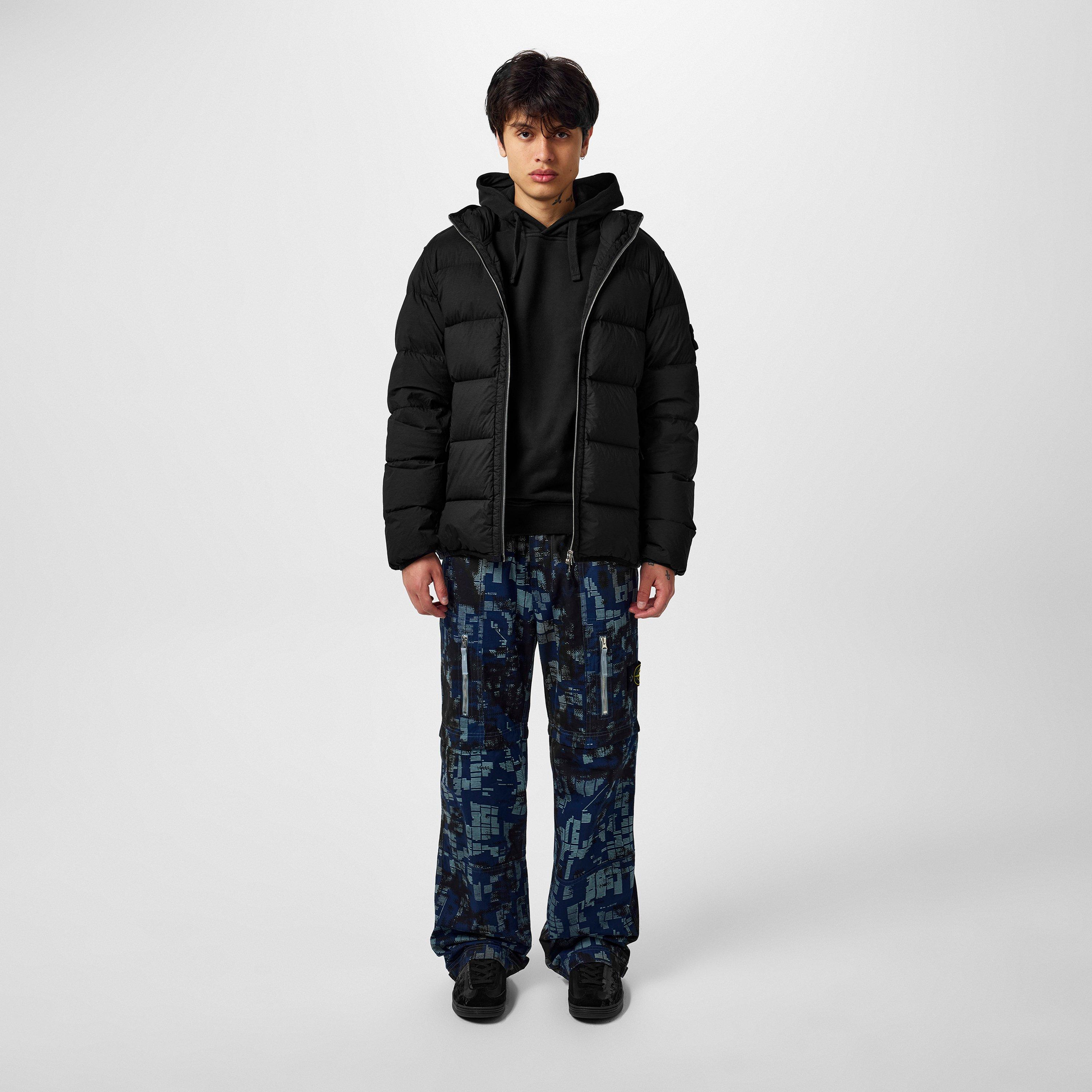 Nero V0029 - Stone Island - Men's Seamless Tunnel Down Hooded Long Sleeve Short Puffer Jacket - 4