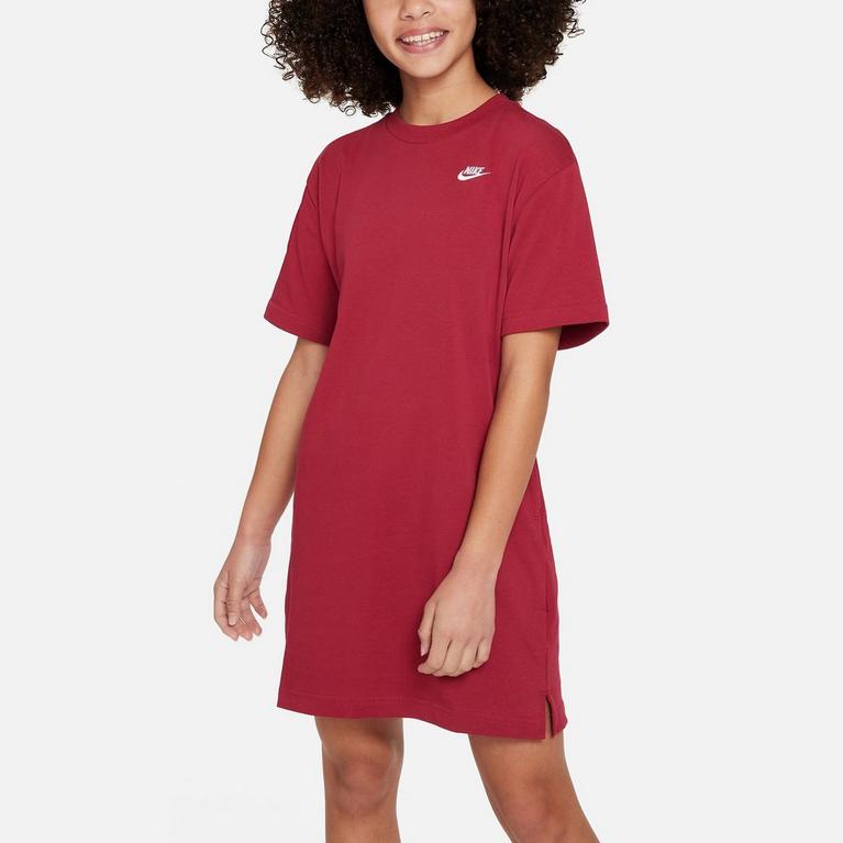 Noble Red/White - Nike - Sportswear Futura Junior Girls T Shirt Dress - 1