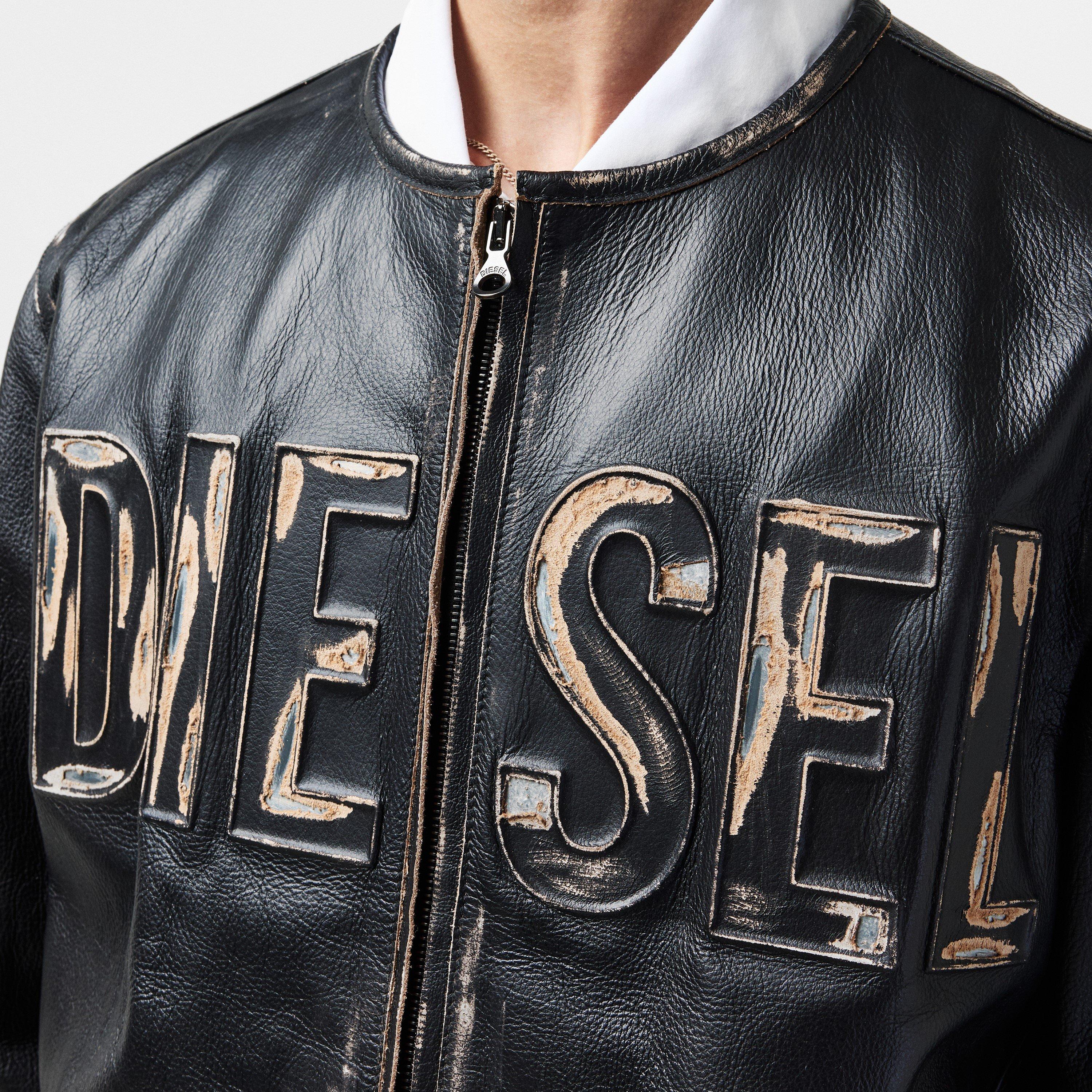 ☆H@☆DIESELディーゼル15SS Leather Varsity Men's Varsity bomber