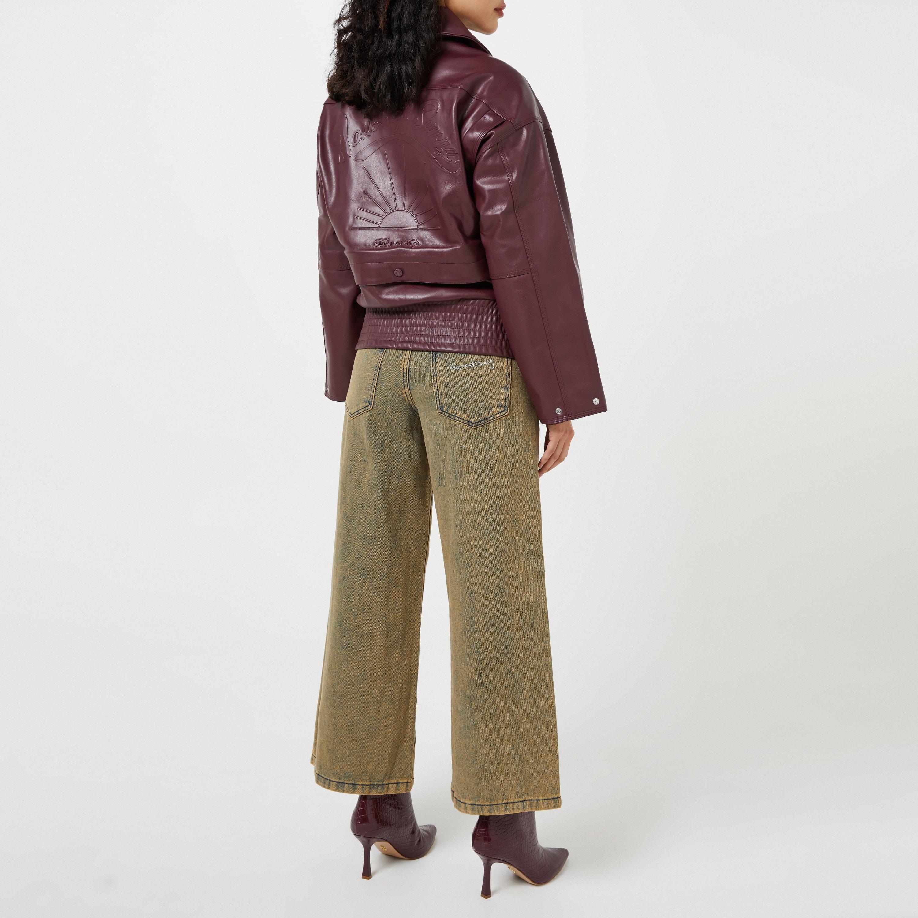 Rouge - House Of Sunny - Women's Hybrid Faux Leather Long Sleeve Oversized Fit Jacket - 3