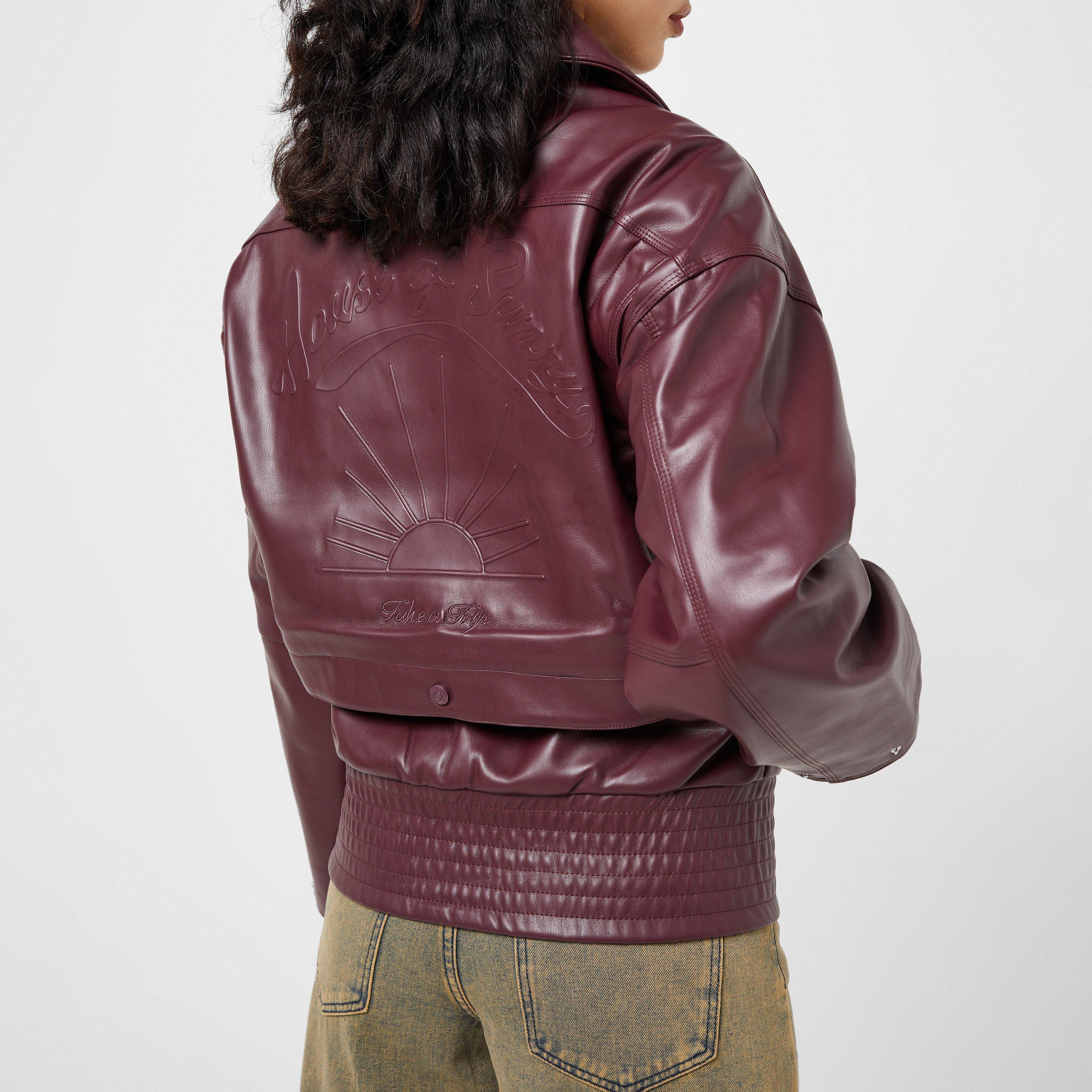 Rouge - House Of Sunny - Women's Hybrid Faux Leather Long Sleeve Oversized Fit Jacket - 4